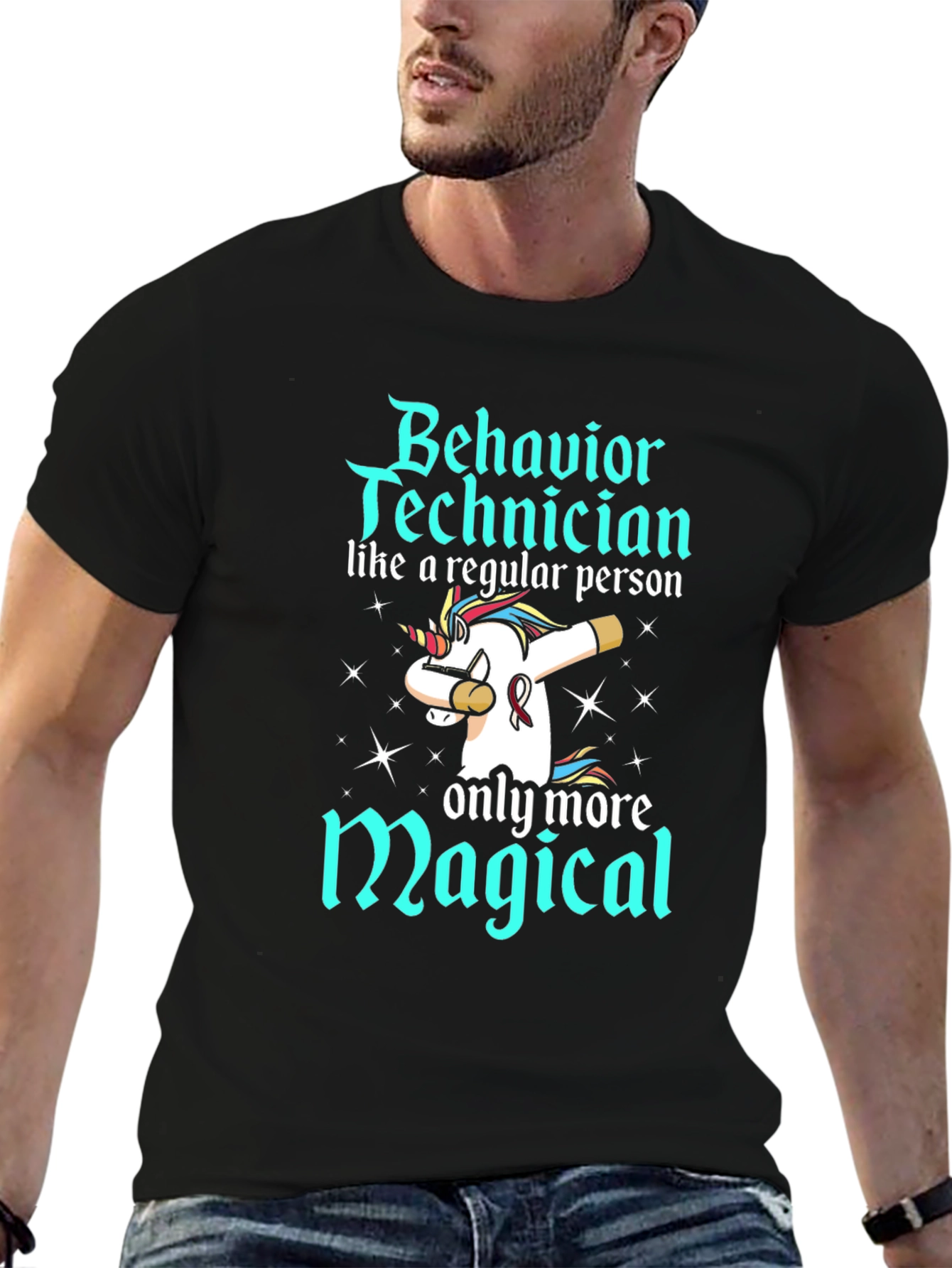 Black Magical Behavior Technician T-Shirt view 6