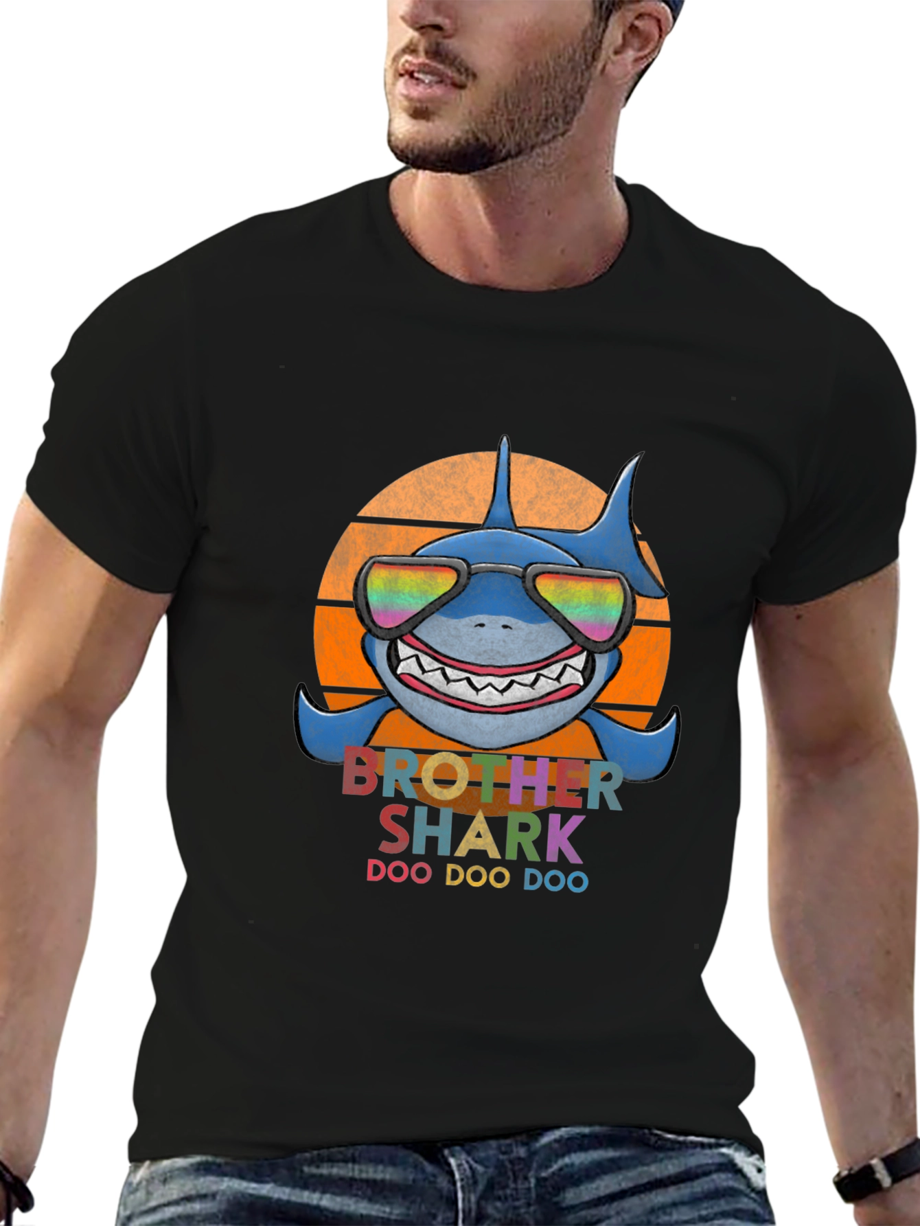 Black Brother Shark Doo Doo Doo T-Shirt view 6