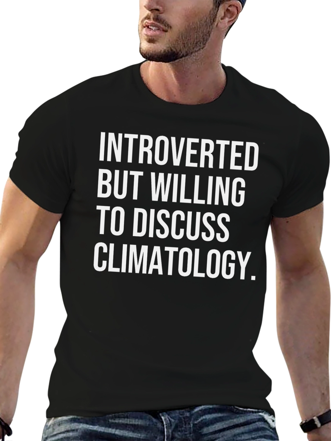 Black Introverted Climatology Tee - Black Cotton Graphic T-Shirt view 6
