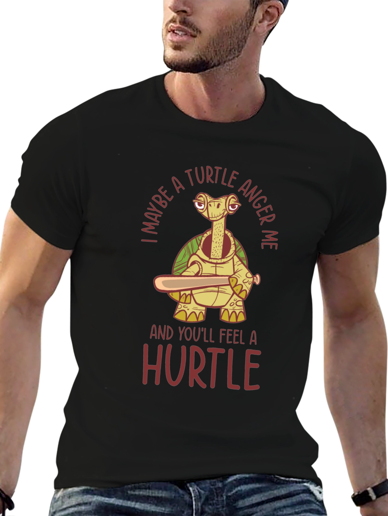 Black Turtle Anger Funny Graphic T-Shirt view 6