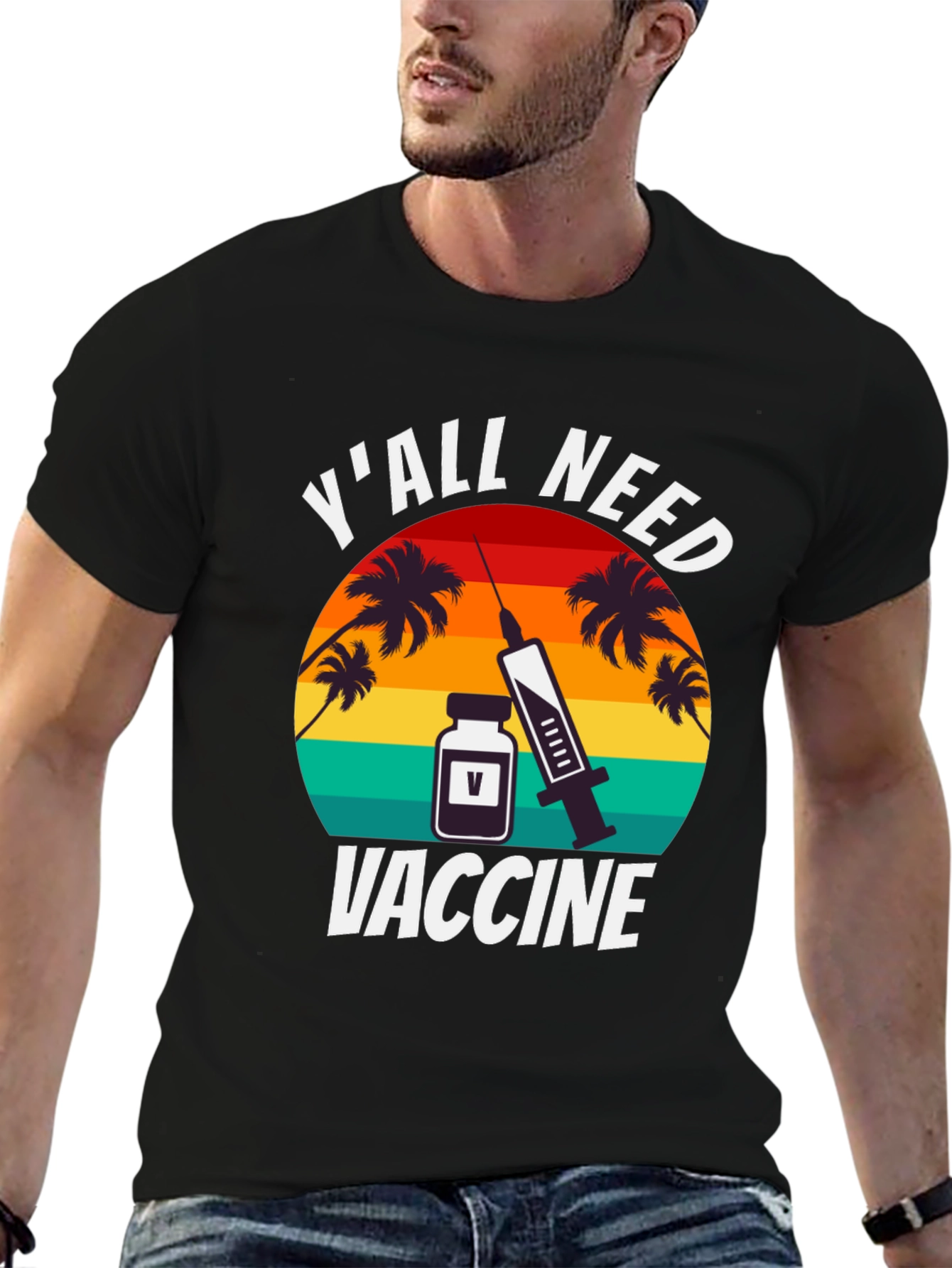 Black Y'all Need Vaccine Graphic T-Shirt view 6
