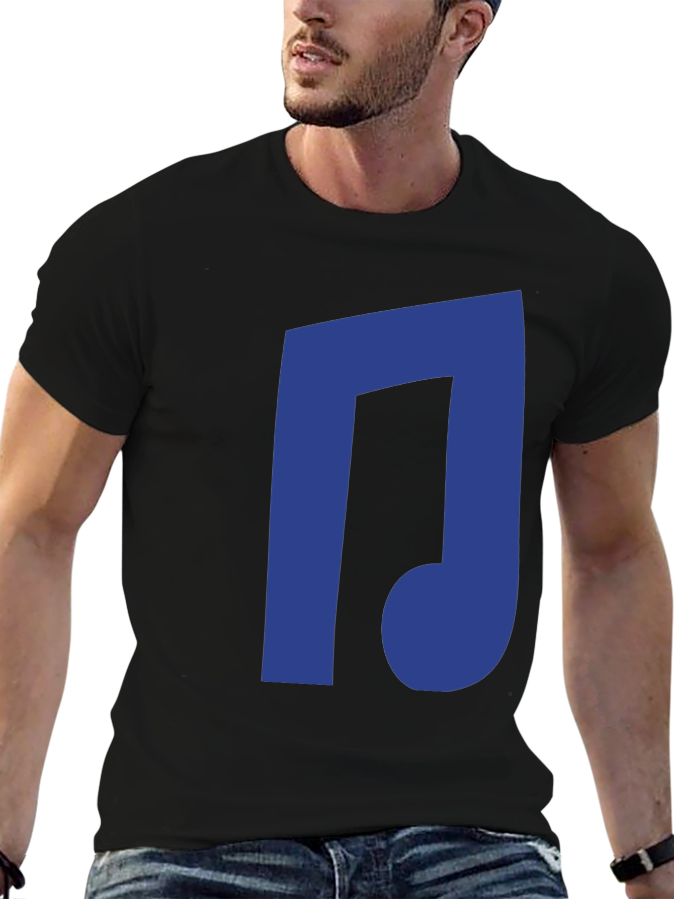Black Blue Music Note Black T-Shirt view 6
