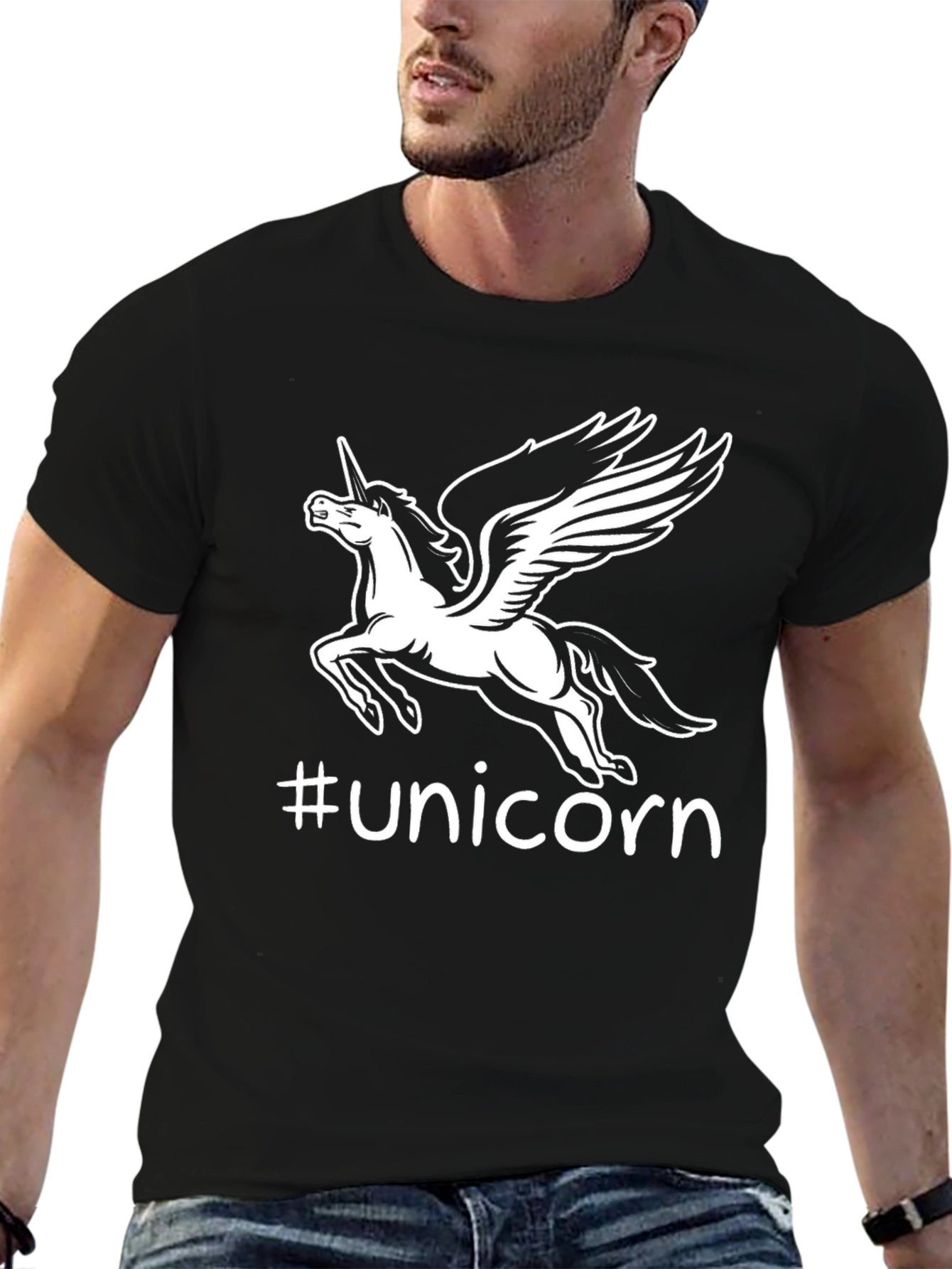 Black Unicorn Graphic Tee - Black Cotton Blend view 6