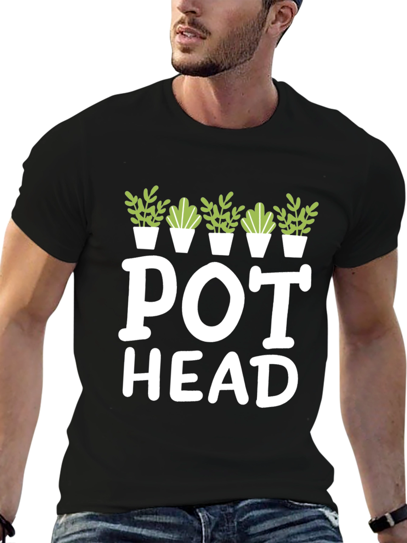 Black Pot Head Graphic Tee - Gardening Lover T-Shirt view 6