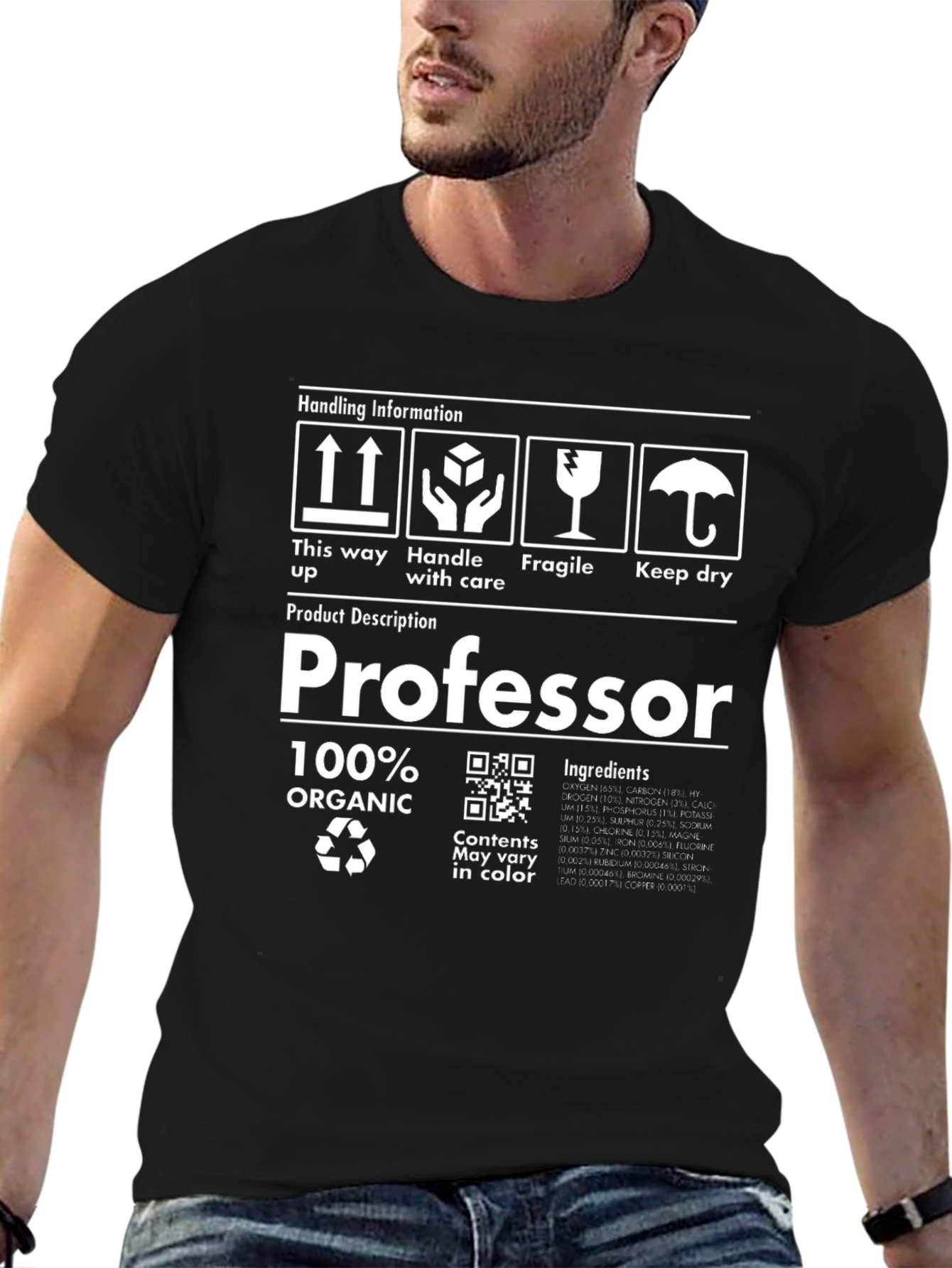 Black Professor 100% Organic Novelty T-Shirt view 6