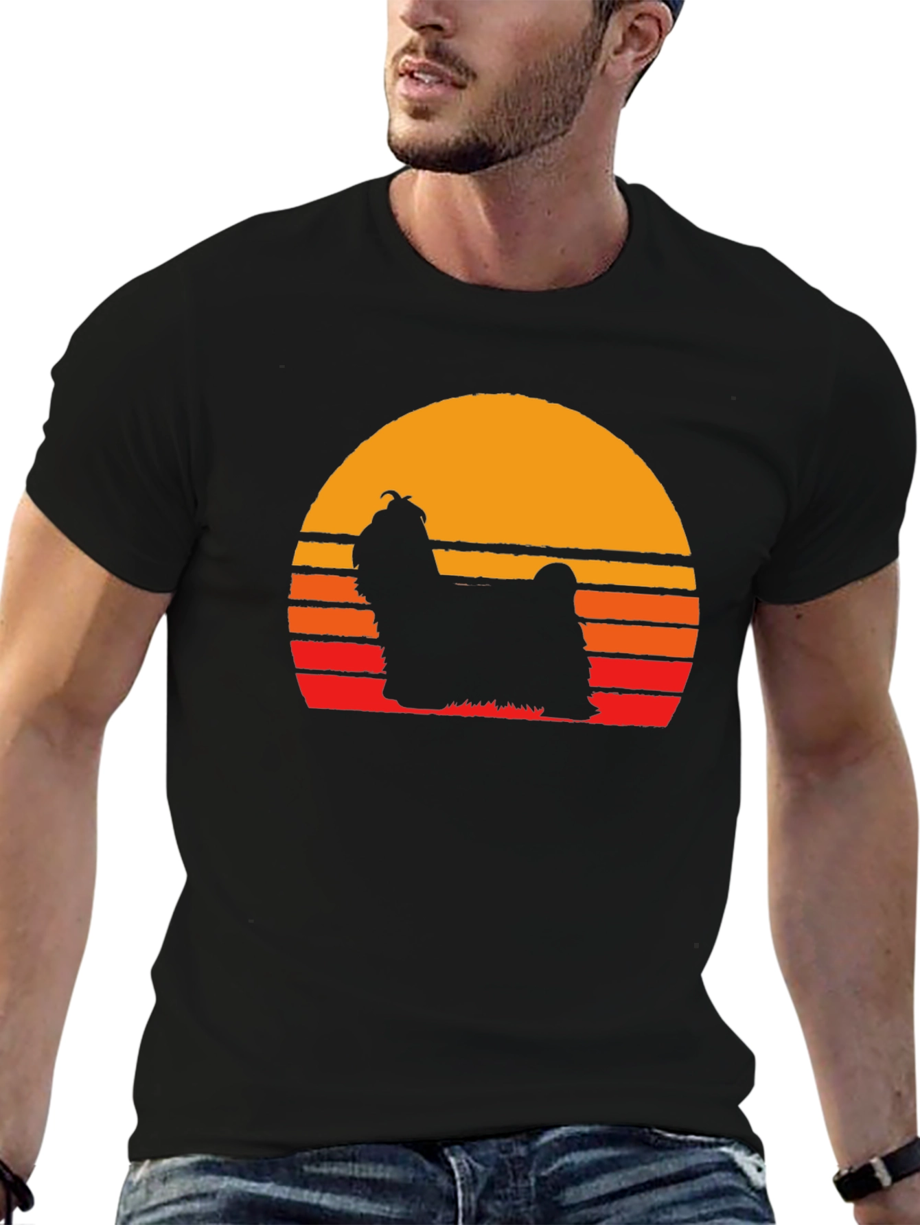 Black Retro Dog Silhouette T-Shirt view 6