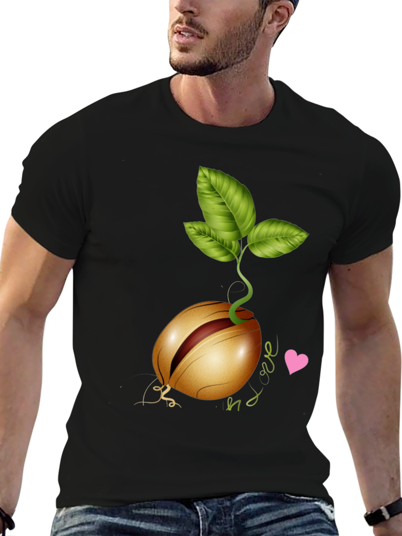 Black Sprouted Avocado Seed Graphic Tee - Love & Growth view 6