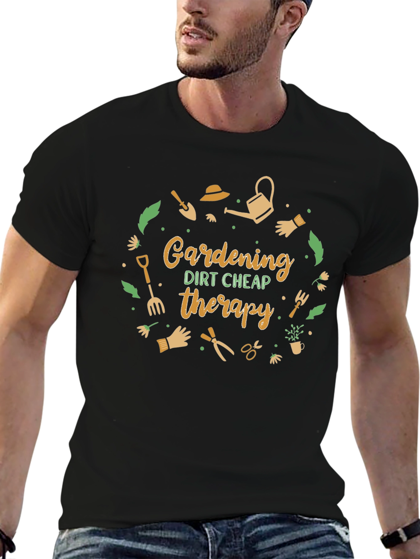 Black Gardening Therapy Graphic Tee view 6