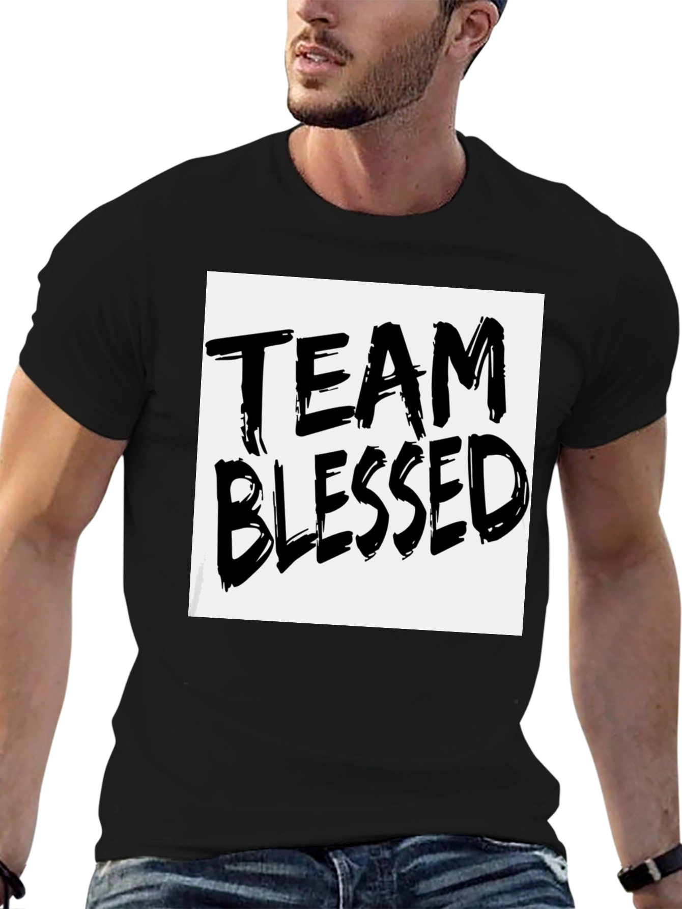 Black Team Blessed Graphic T-Shirt - Black view 6