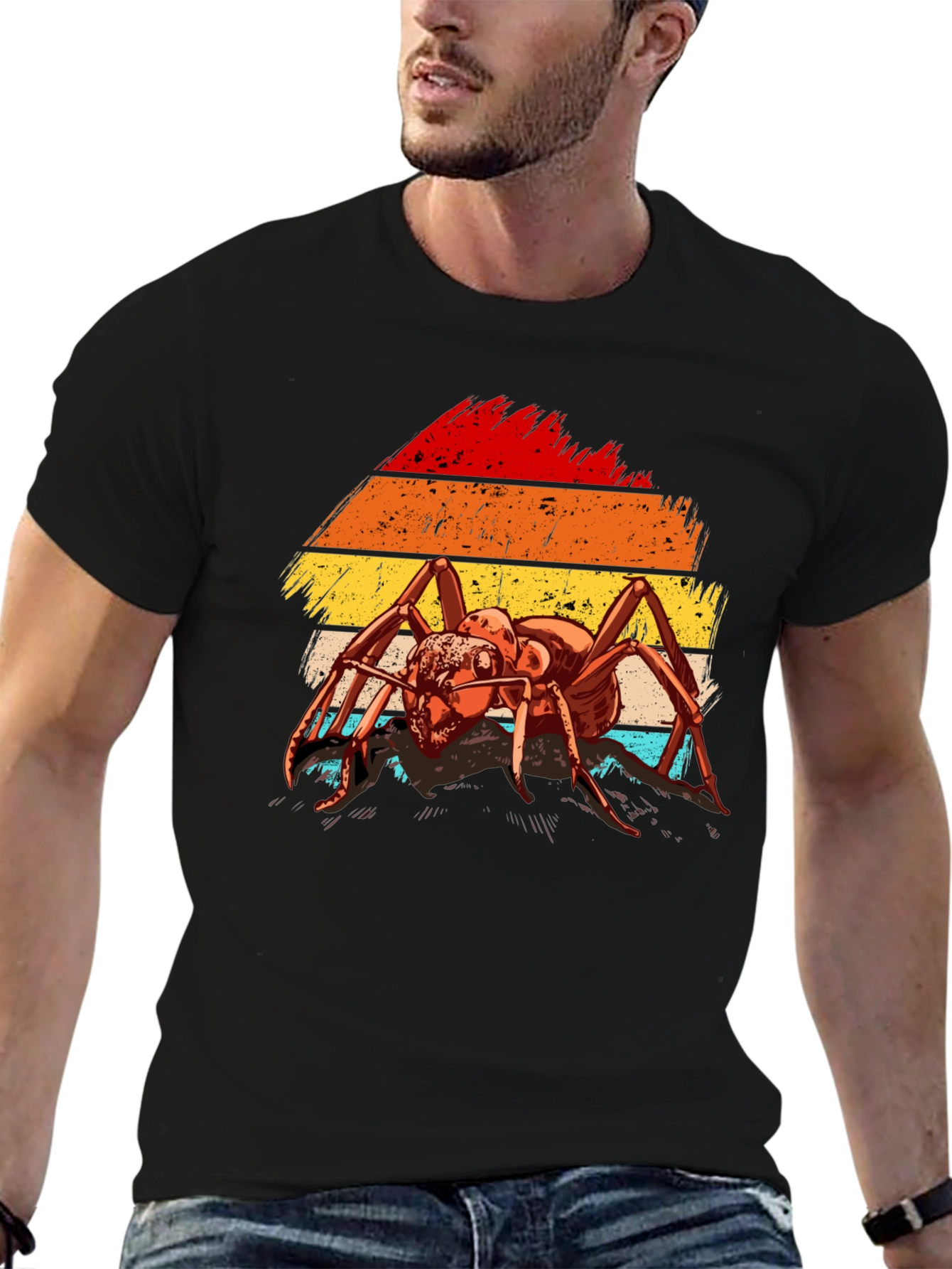 Black Retro Ant Graphic T-Shirt view 6