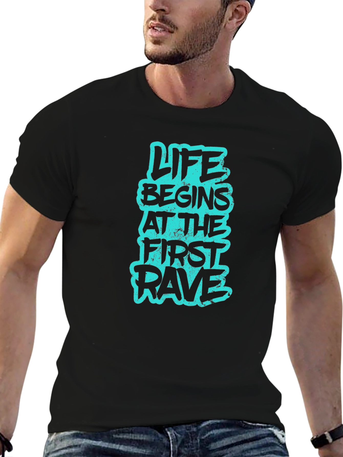 Black Life Begins at the First Rave Graphic T-Shirt view 6