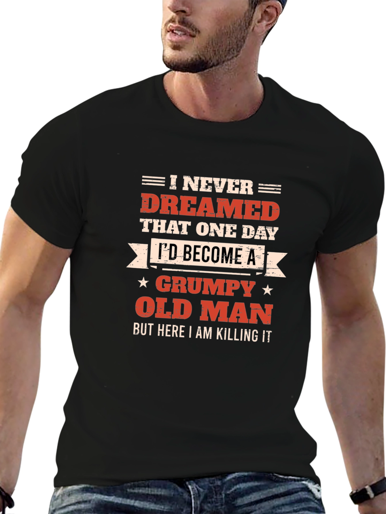 Black Grumpy Old Man T-Shirt - Killing It! view 6