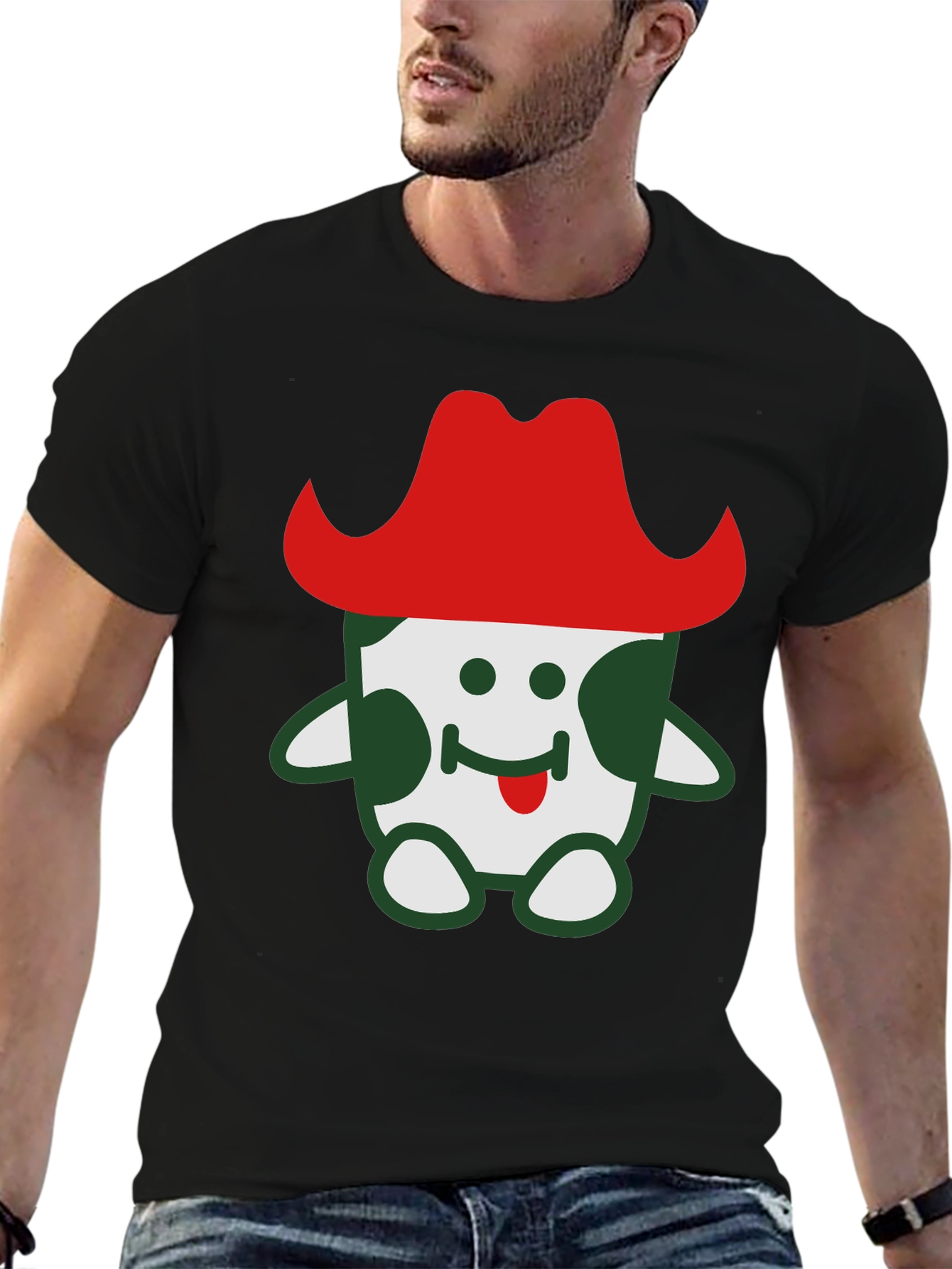 Black Fun Cartoon Cowpoke T-Shirt view 6