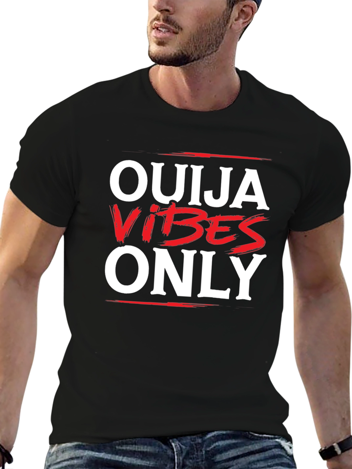 Black Ouija Vibes Only Graphic Tee - Soft Cotton view 6