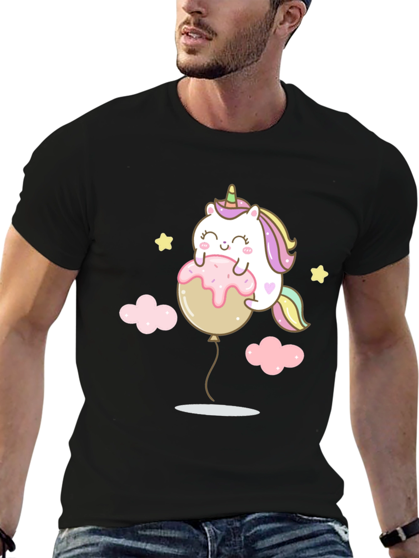 Black Unicorn Balloon Graphic T-Shirt - Cute & Comfy view 6