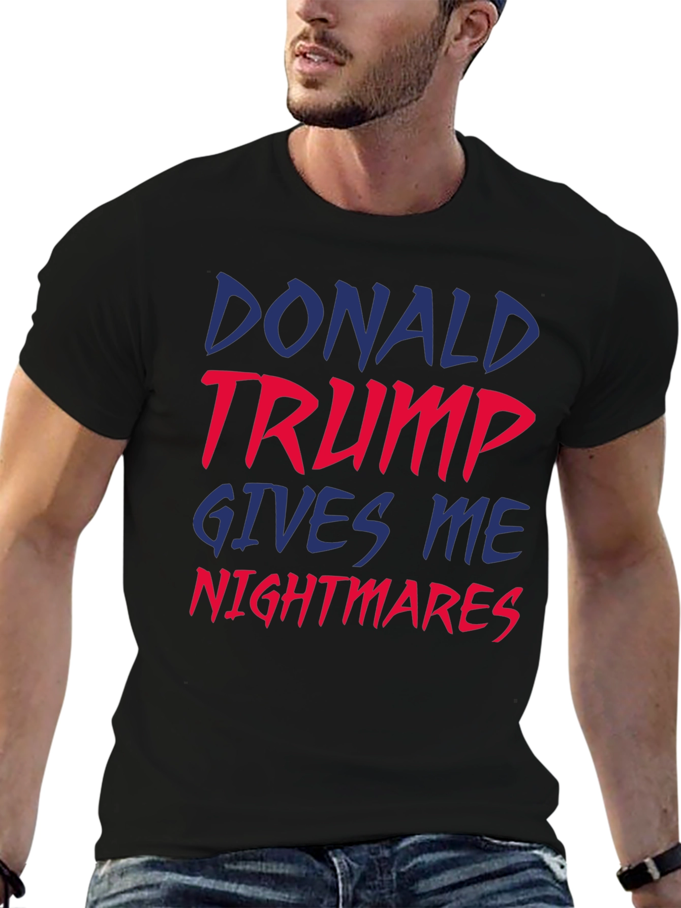 Black Donald Trump Nightmares Graphic Tee - Unisex Black T-Shirt view 6