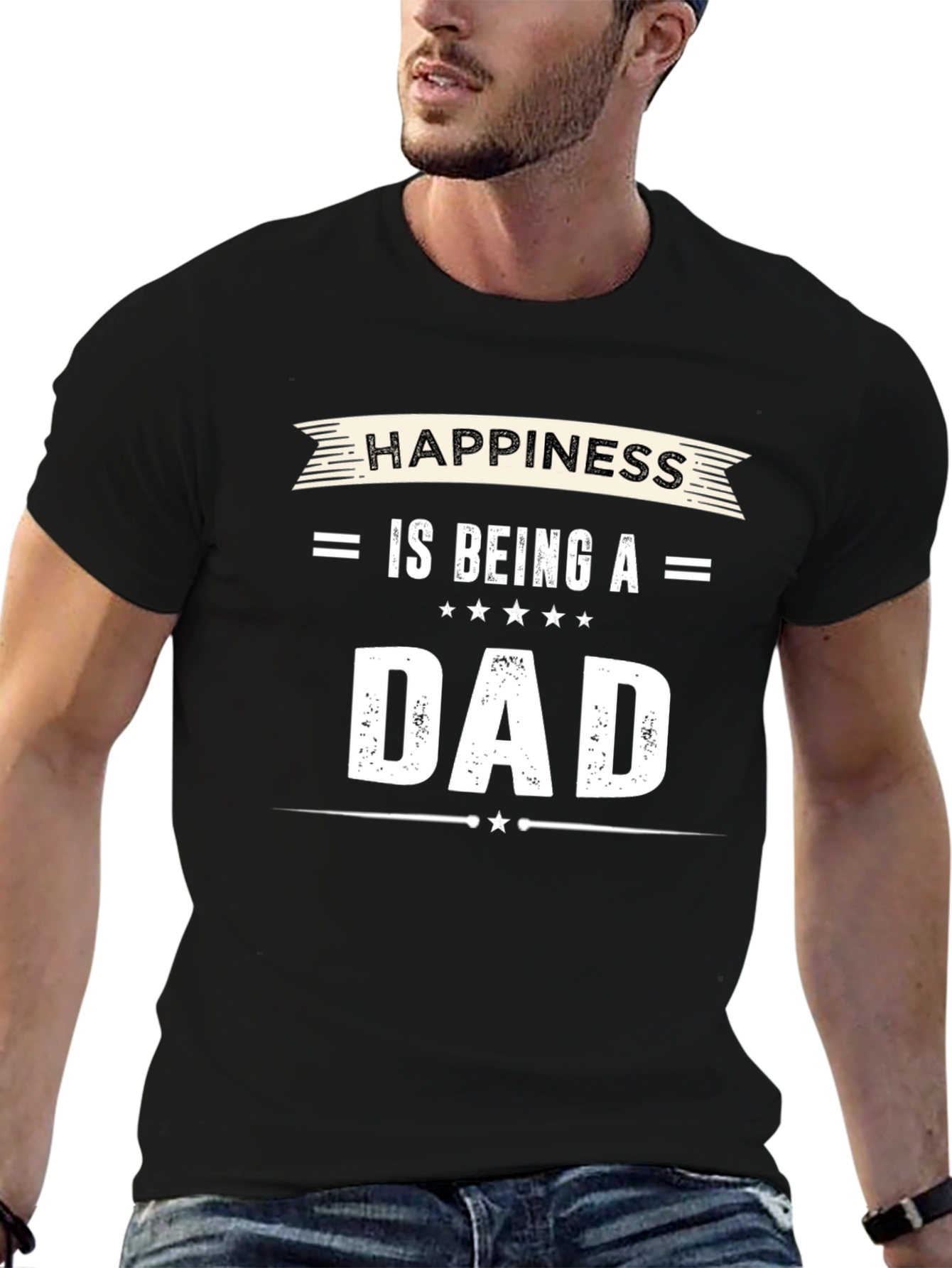 Black Happiness is Being A Dad - Men's Black T-Shirt view 6