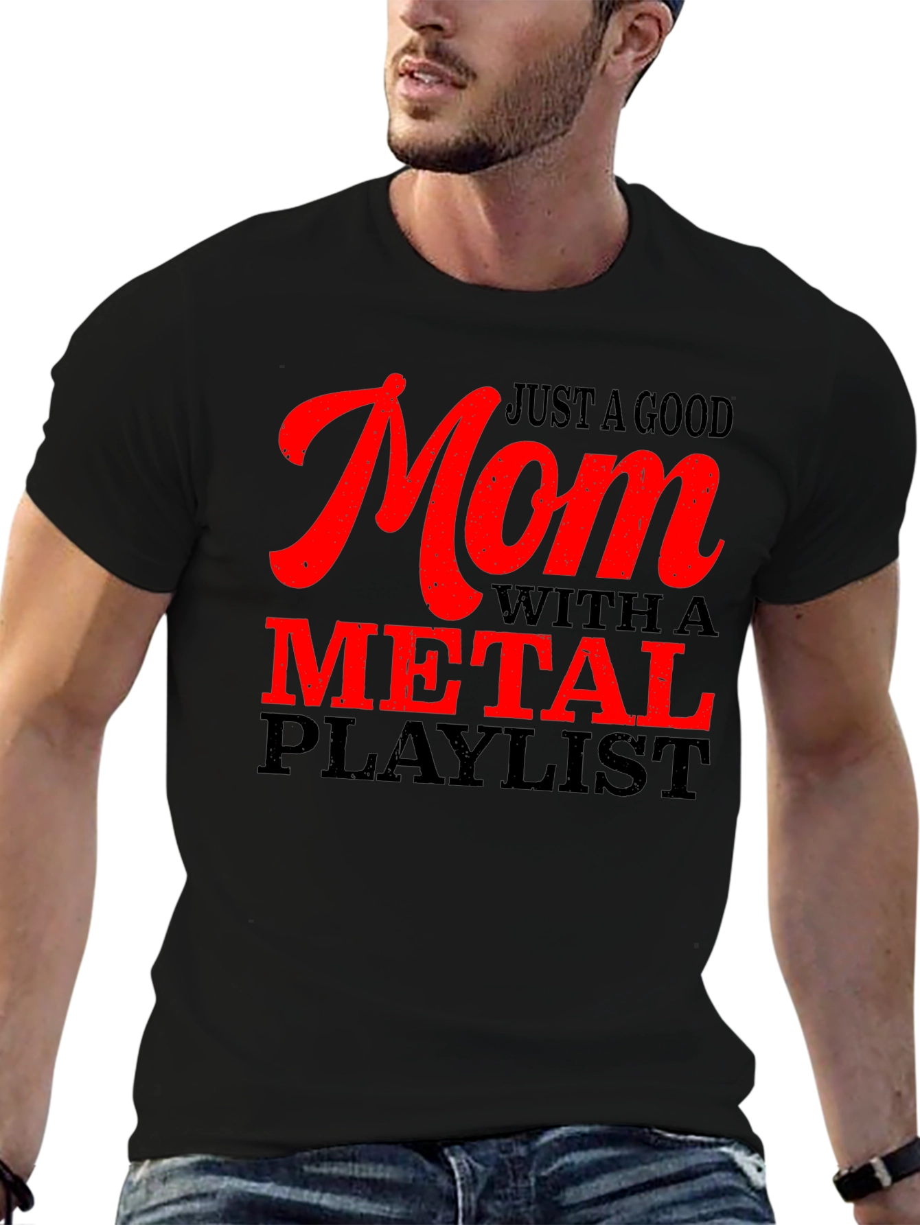 Black Mom Metal Playlist T-Shirt - Music Lover Tee view 6