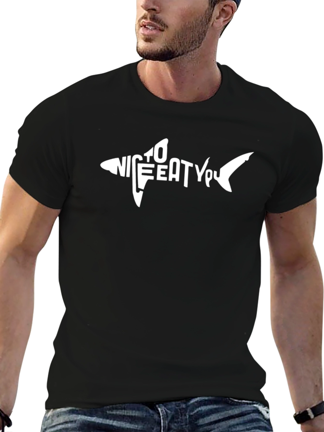 Black Shark Graphic T-Shirt - "Nice To Eat You" view 6