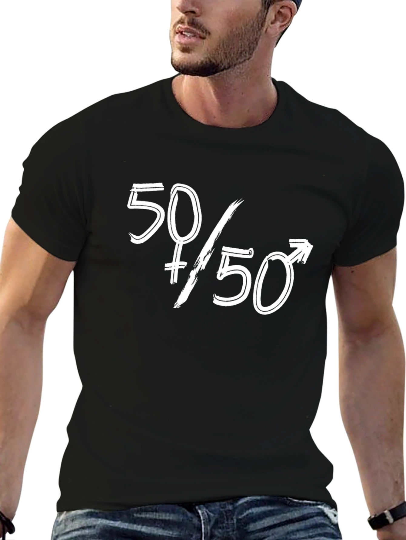 Black 50/50 Gender Equality Graphic Tee - Black view 6