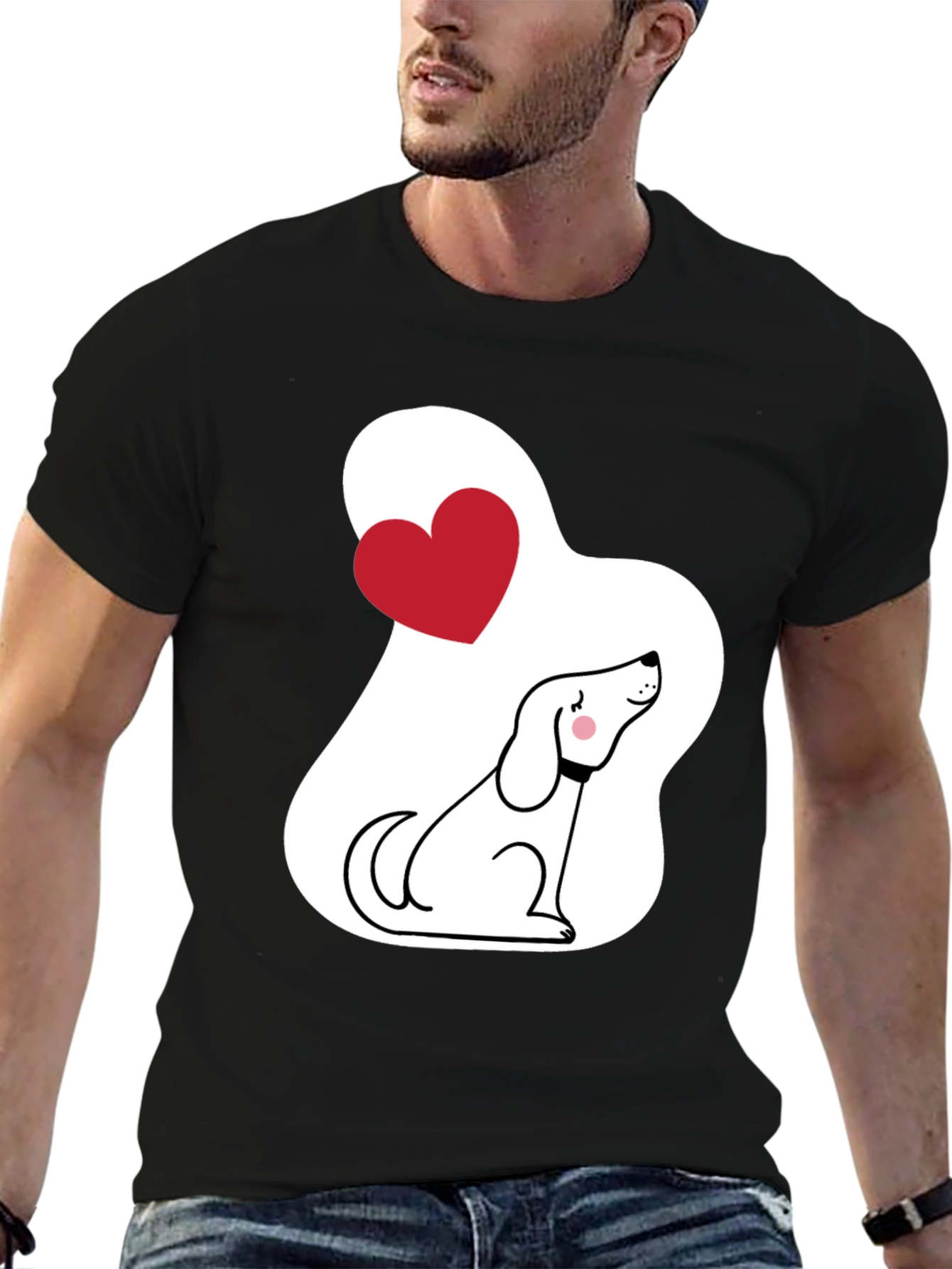 Dog Lover T-Shirt - Cute Cartoon Puppy with Heart - 6