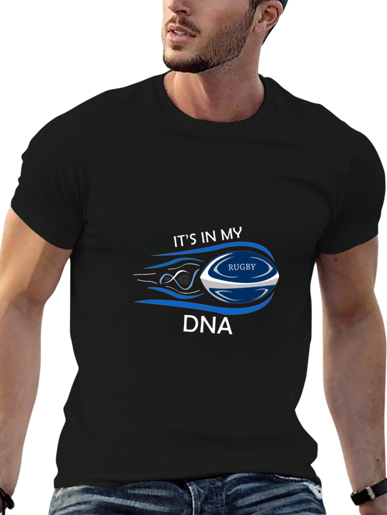 Black Rugby DNA T-Shirt - Sport Fan Tee view 6