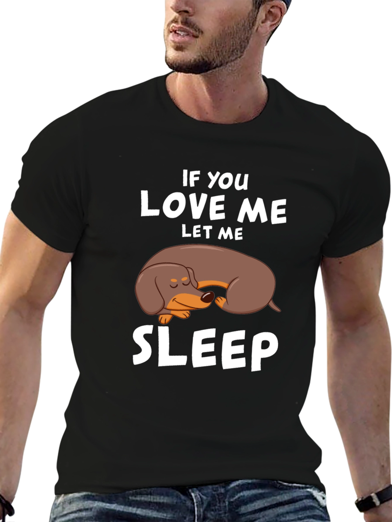 Black Dachshund Sleep T-Shirt - If You Love Me, Let Me Sleep view 6