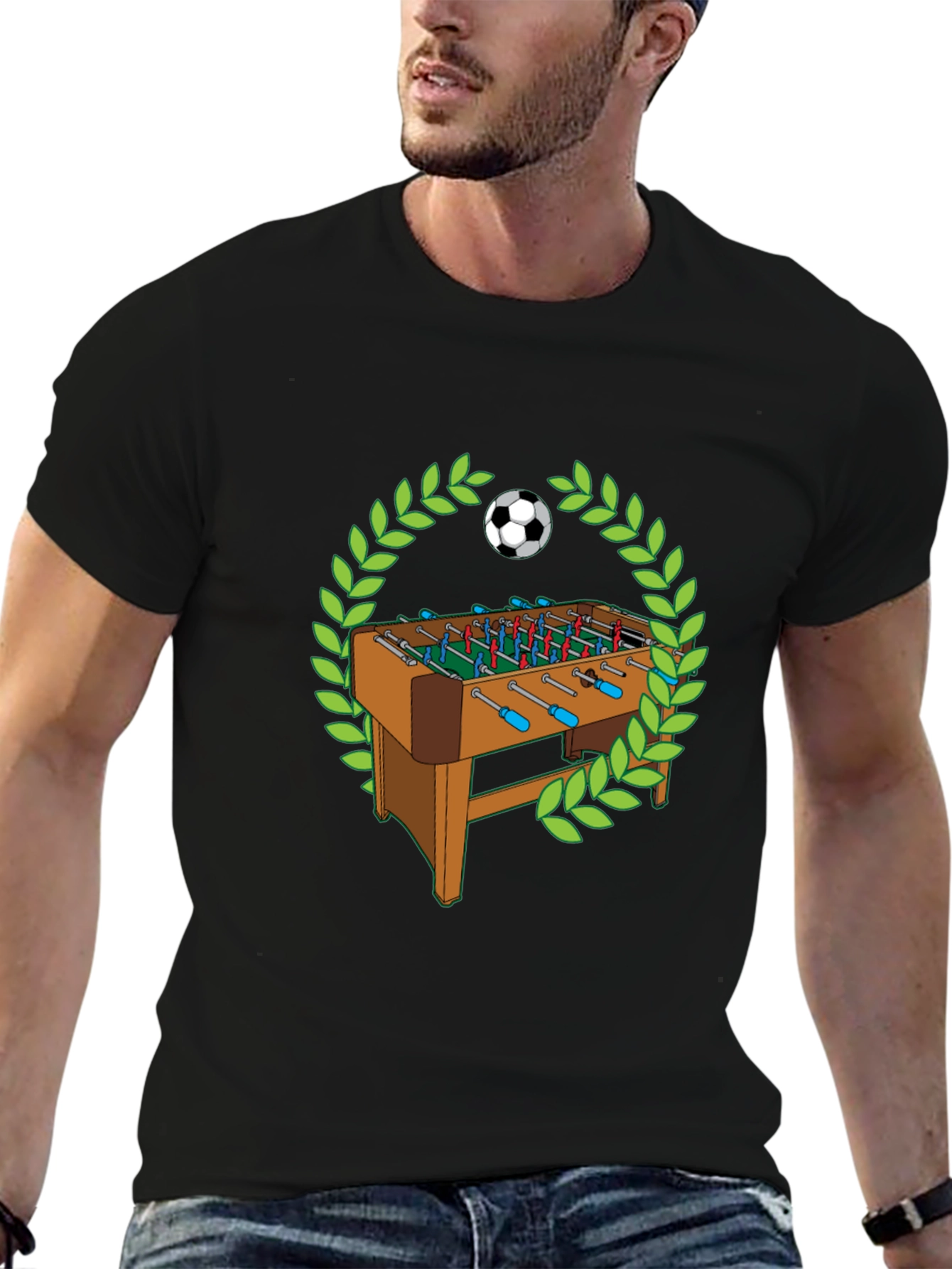 Black Foosball T-Shirt - Table Soccer Graphic Tee view 6
