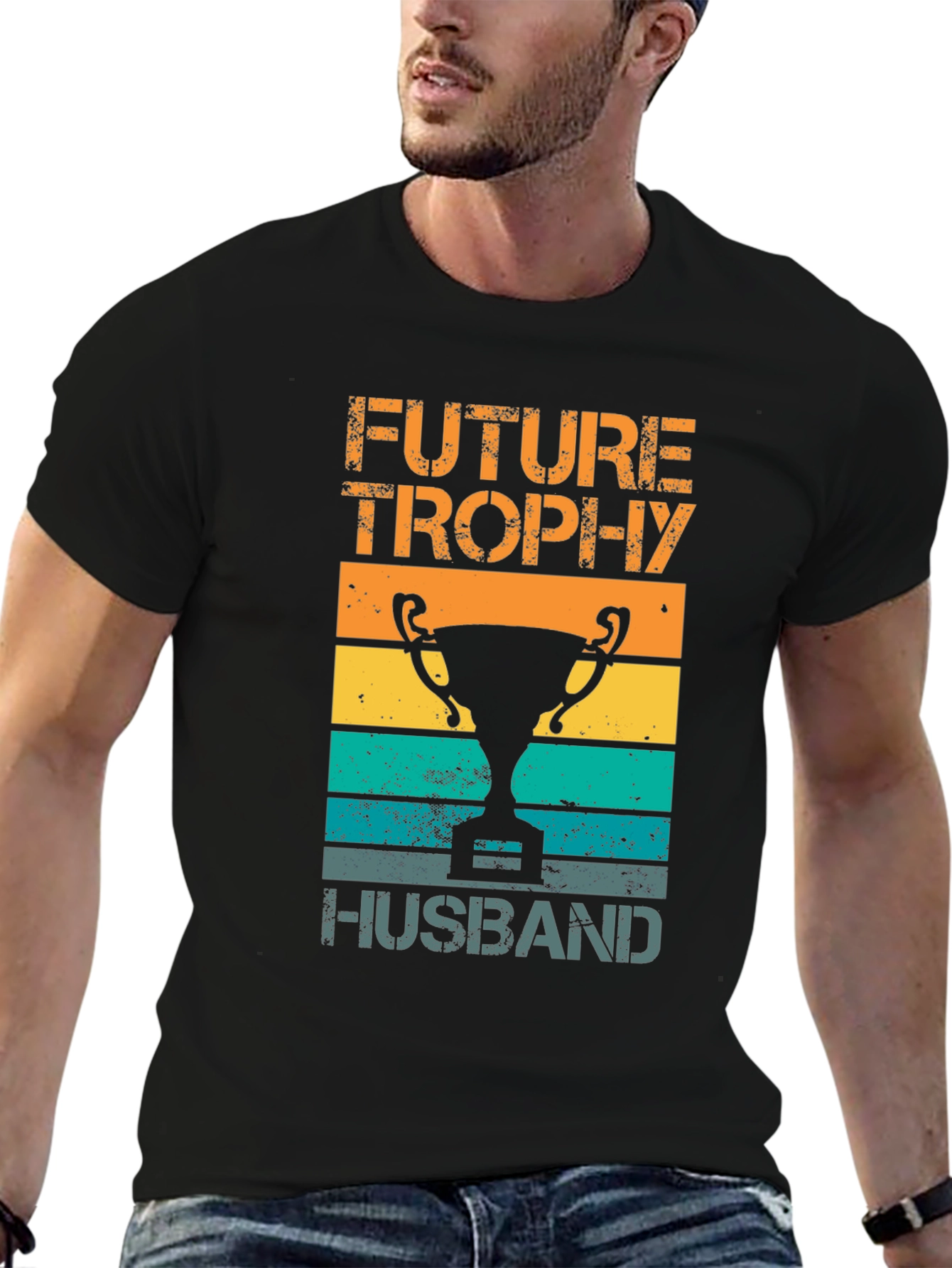 Black Future Trophy Husband Graphic Tee - Stylish and Humorous T-Shirt view 6