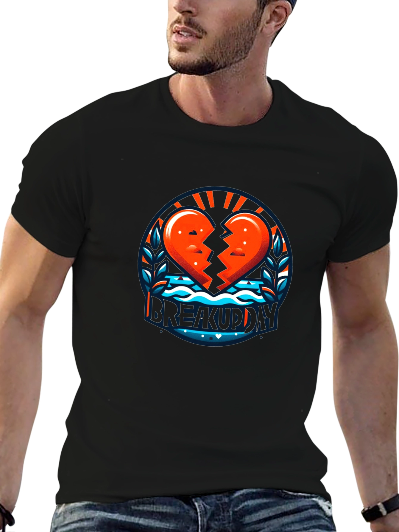 Black Breakup Day Graphic Tee - Stylish Heartbreak T-Shirt view 6