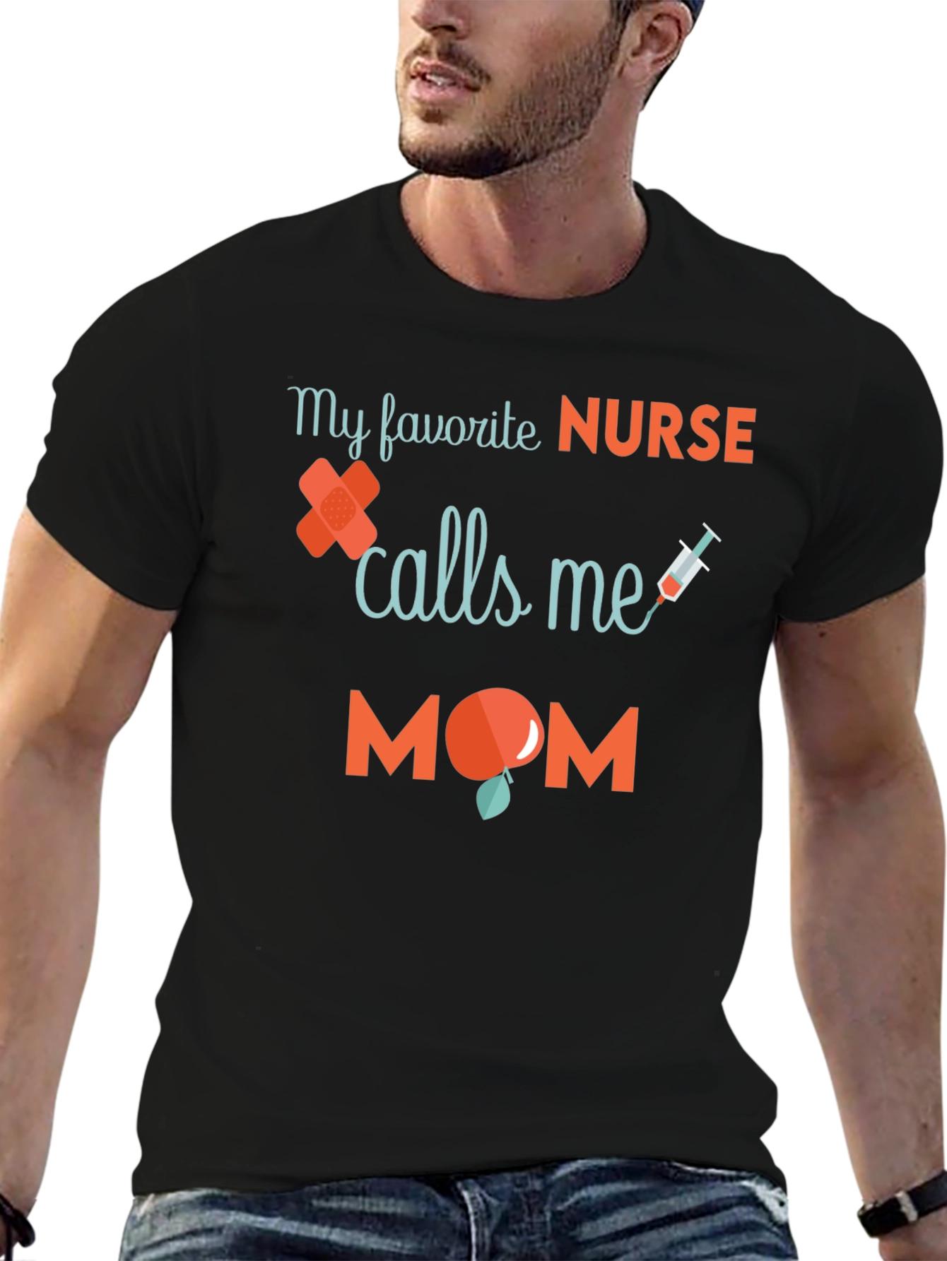 Black My Favorite Nurse Calls Me Mom T-Shirt view 6