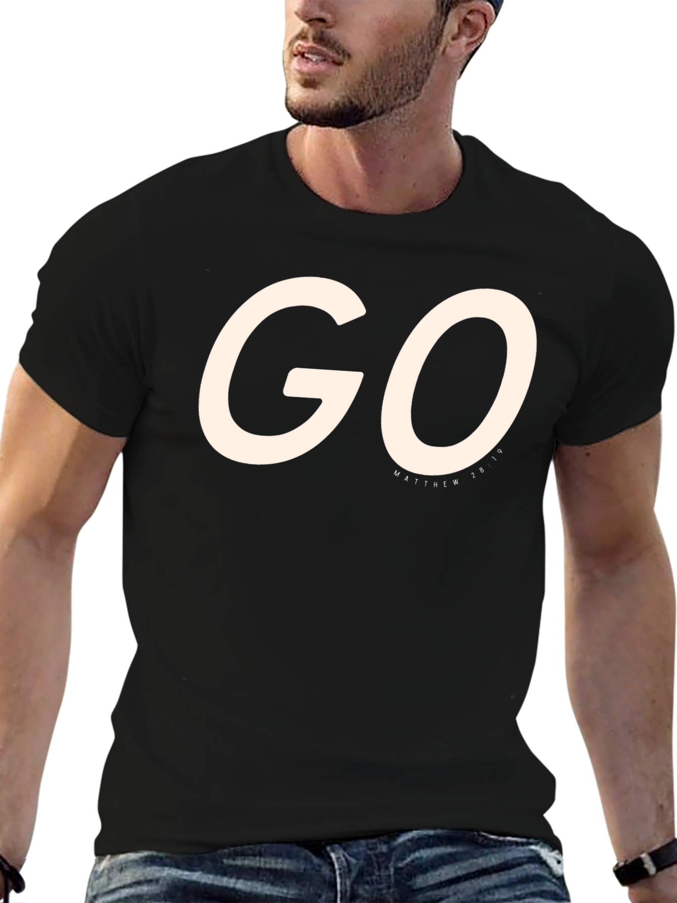 Black Go Matthew 28:19 Graphic Tee - Religious T-Shirt view 6