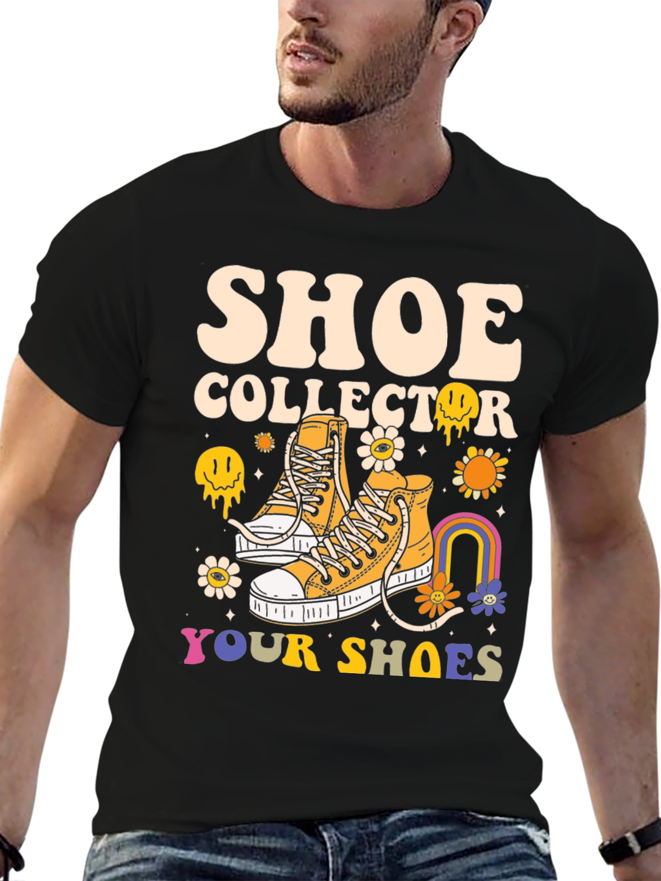 Black Shoe Collector T-Shirt, Funky Shoe Lover Tee view 6