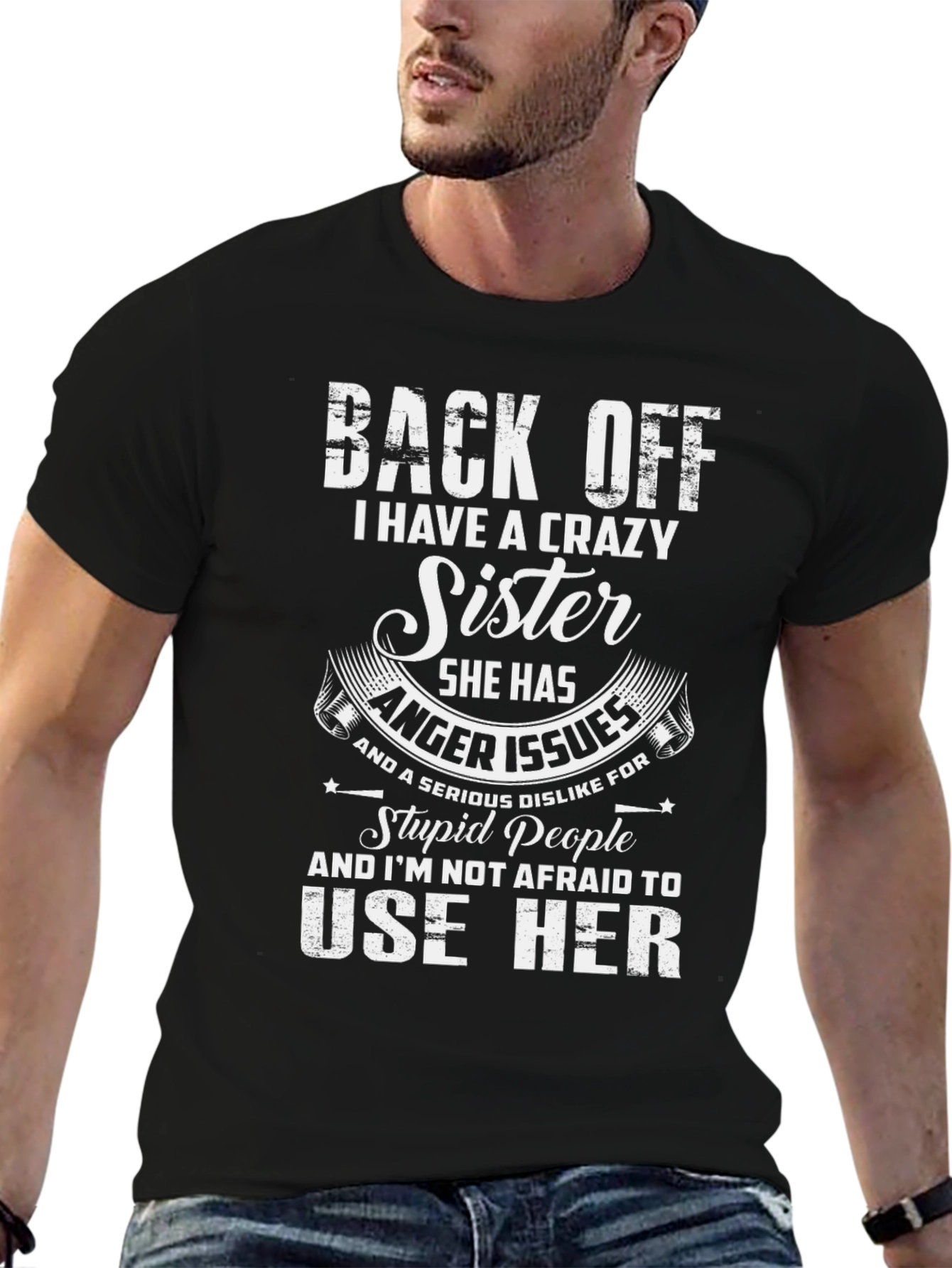 Black Crazy Sister Graphic T-Shirt view 6
