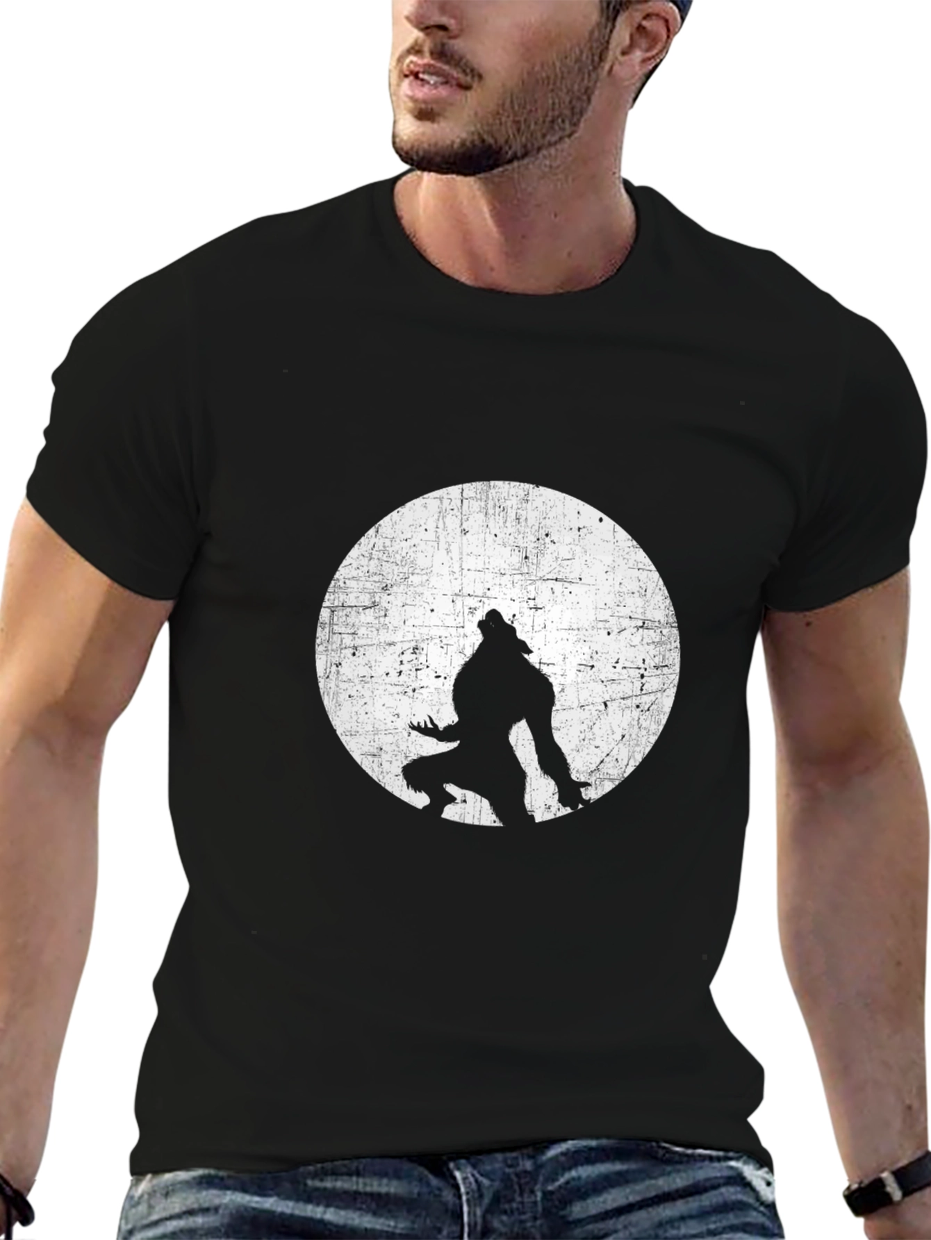 Black Werewolf Moon Black T-Shirt view 6