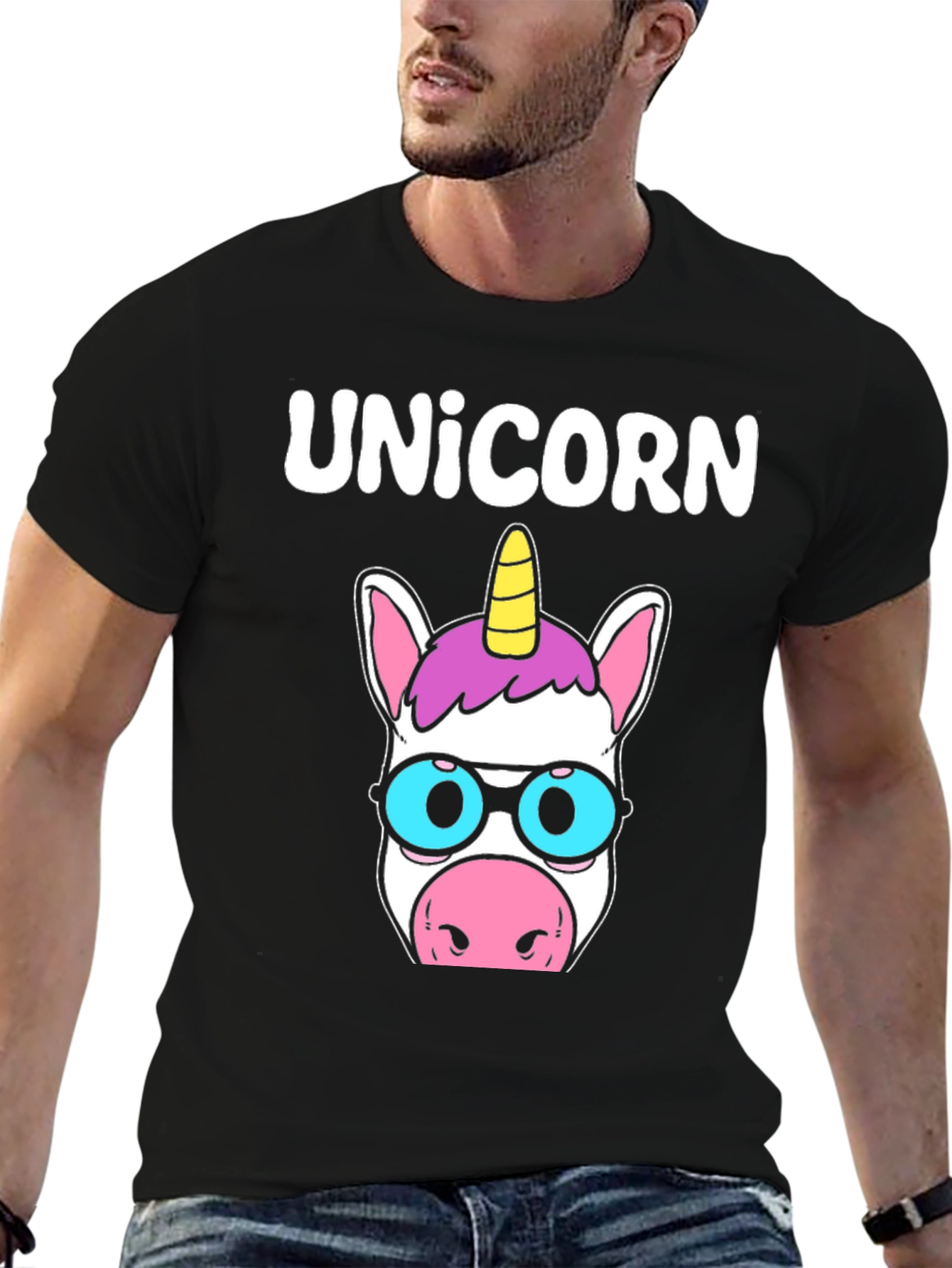 Black Unicorn T-Shirt - Cute Cartoon Style view 6