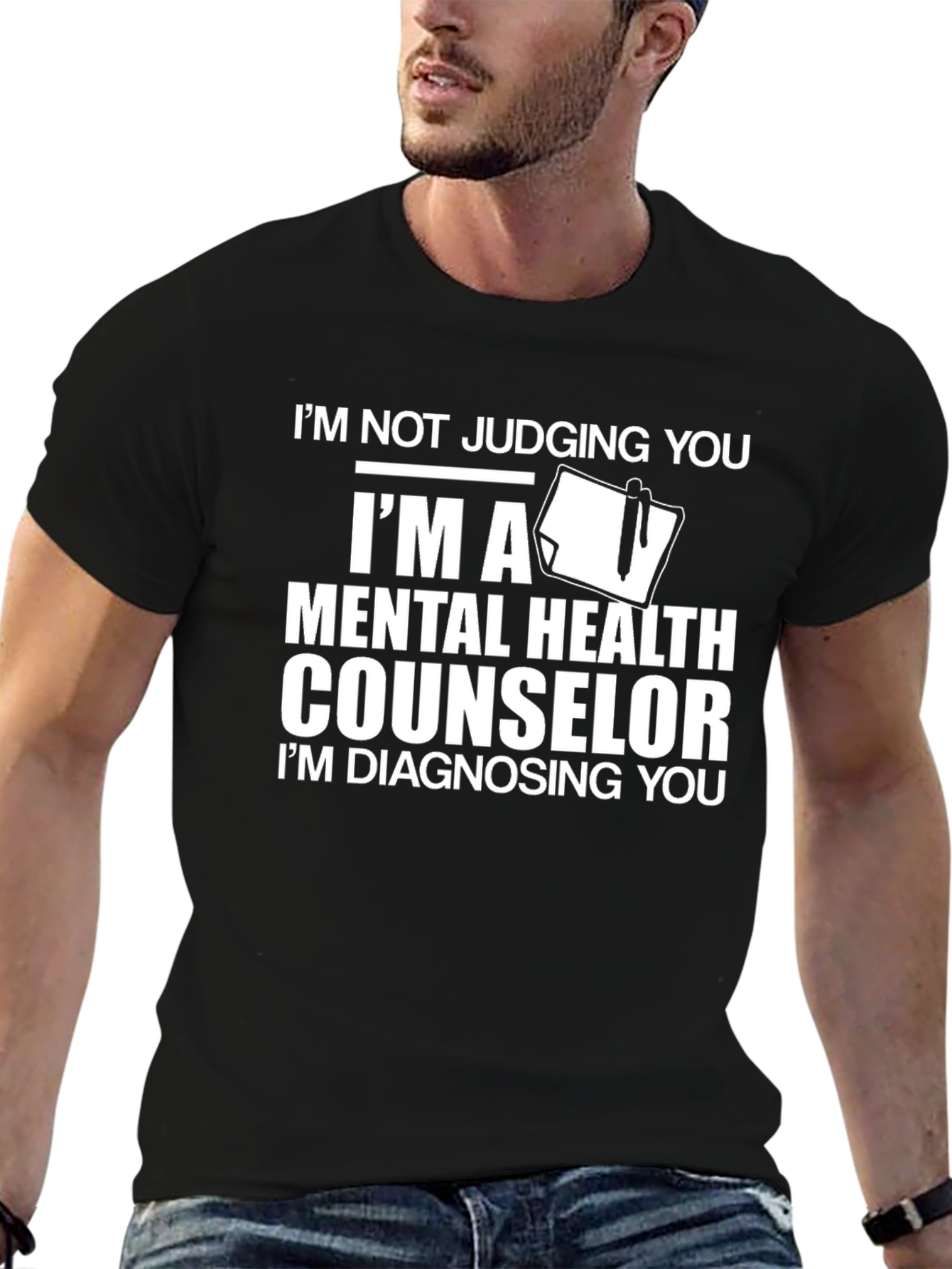 Black Mental Health Counselor Graphic Tee - Funny Counselor Shirt view 6