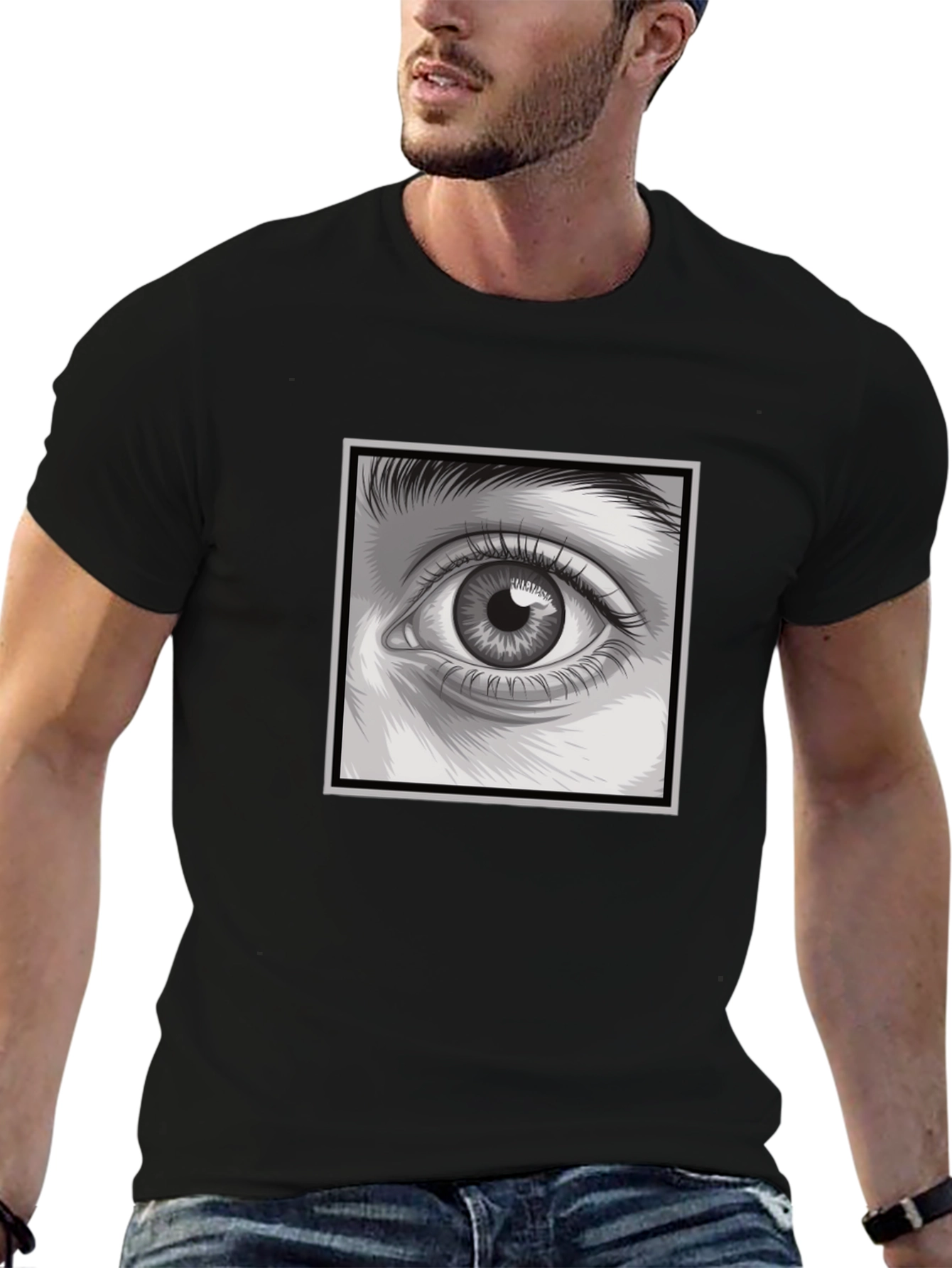 Black Eye Graphic Print Black T-Shirt view 6