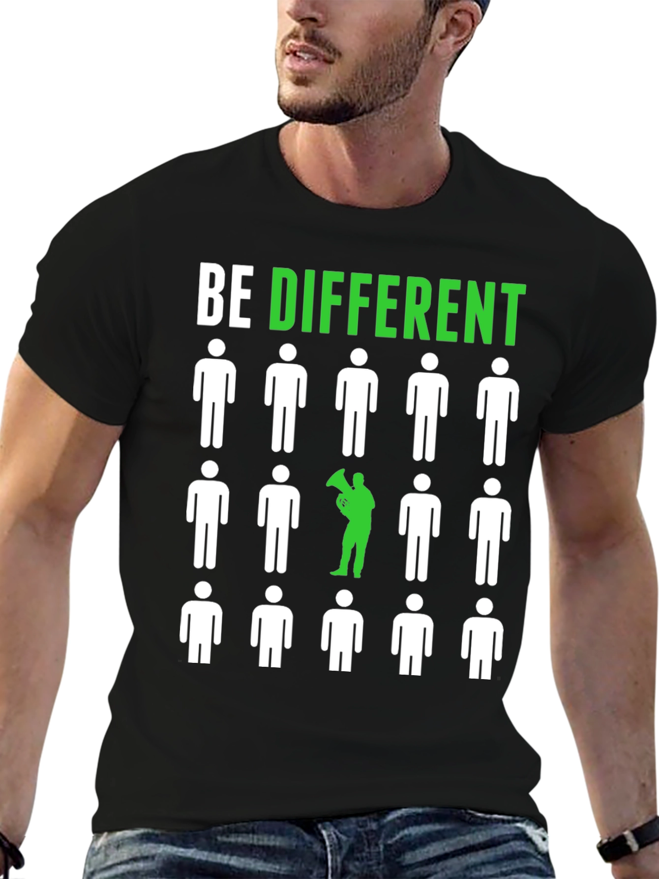 Black Be Different Graphic Tee - Unique Statement Shirt view 6