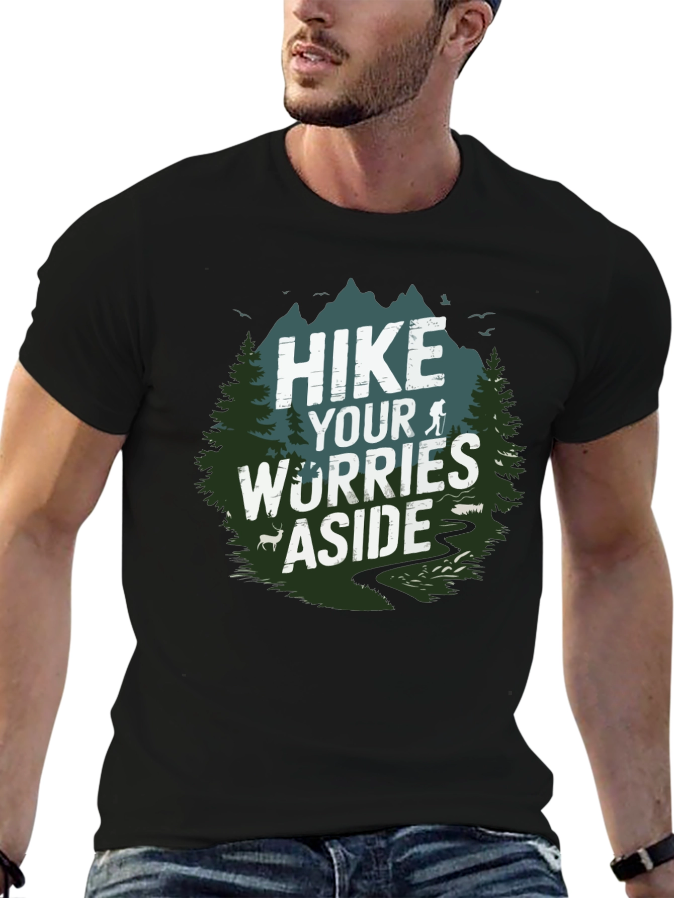 Black Hike Your Worries Aside Tee view 6
