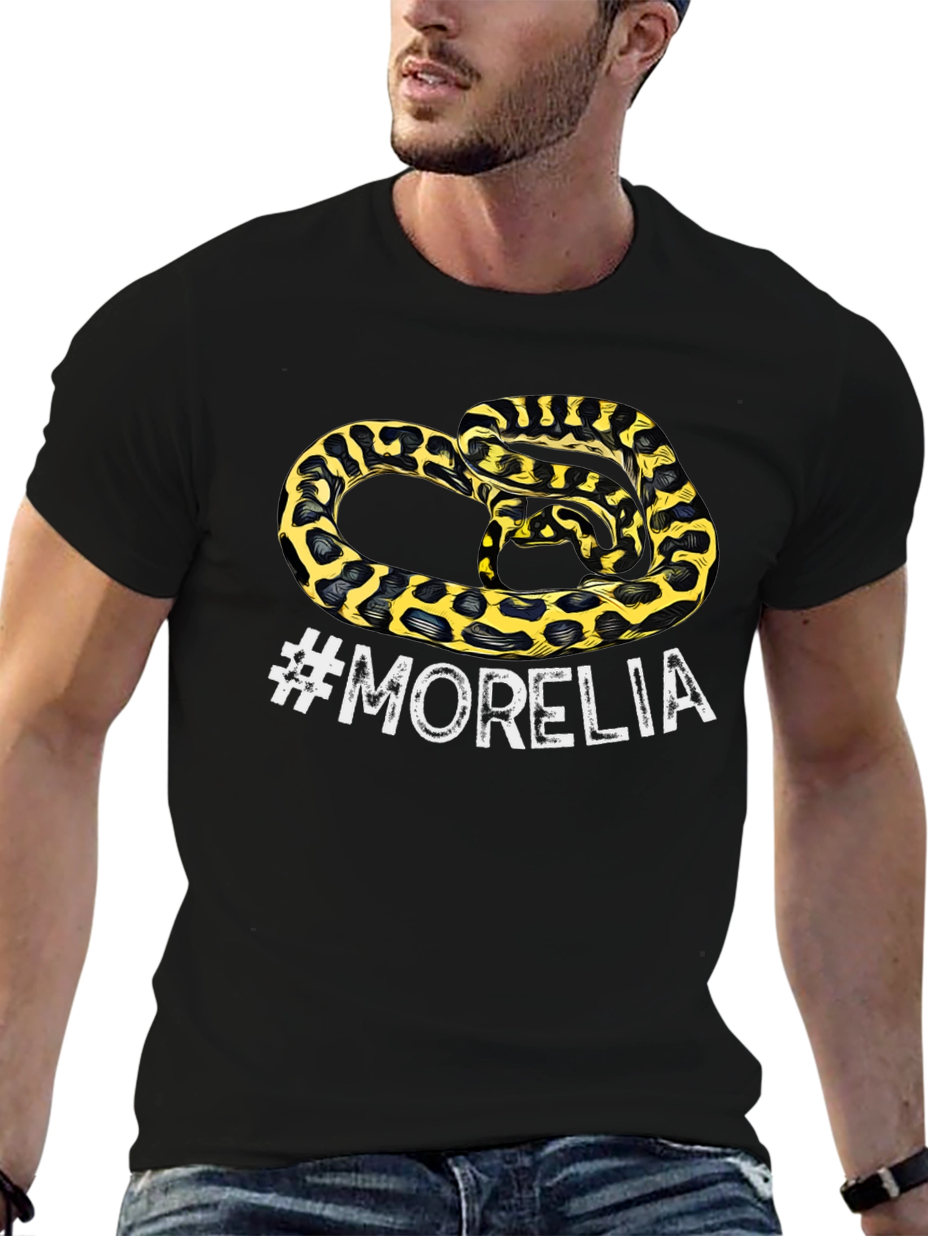 Black Morelia Snake Graphic T-Shirt - Men's Black Tee view 6