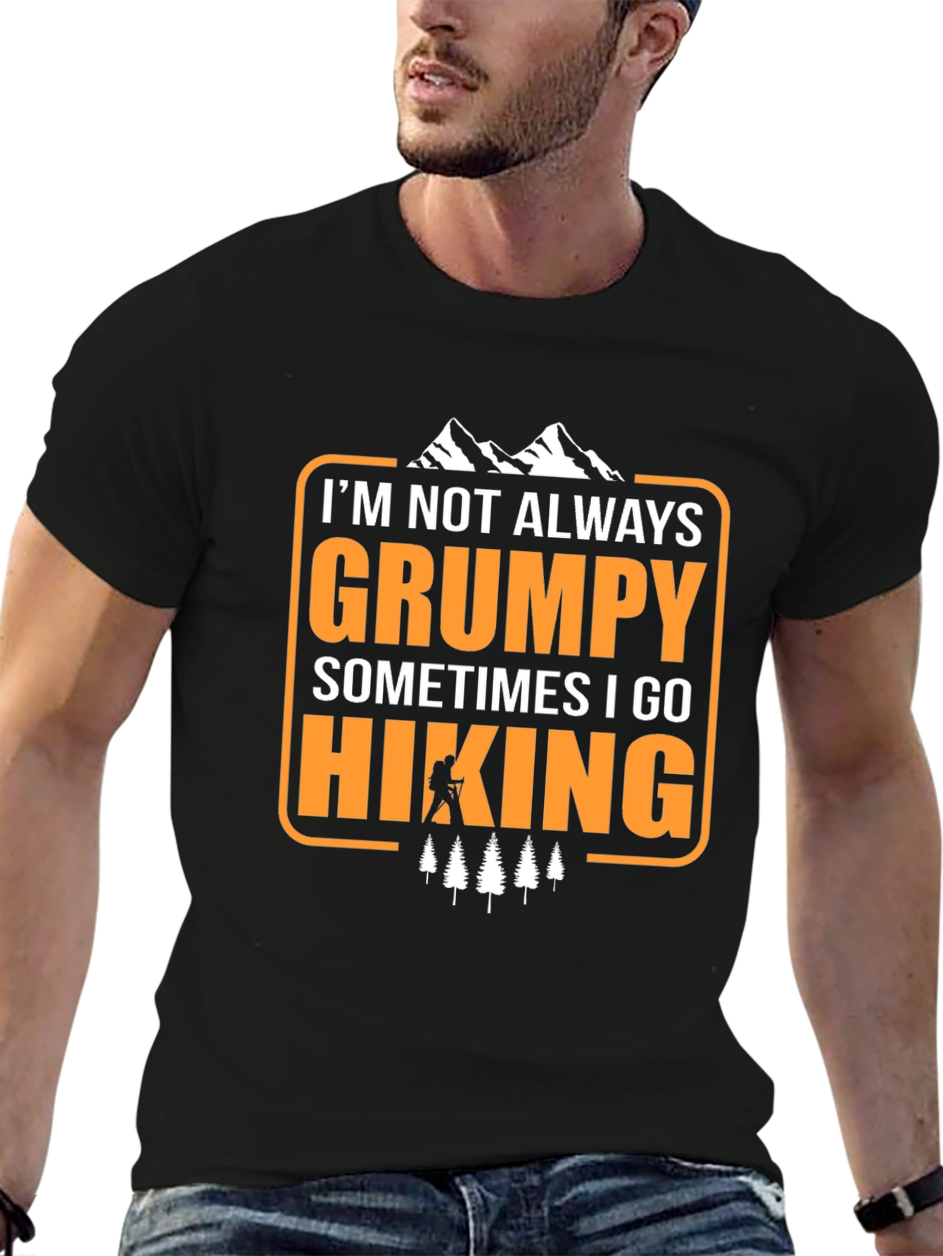 Black Grumpy Hiking T-Shirt - Funny Outdoor Adventure Tee view 6