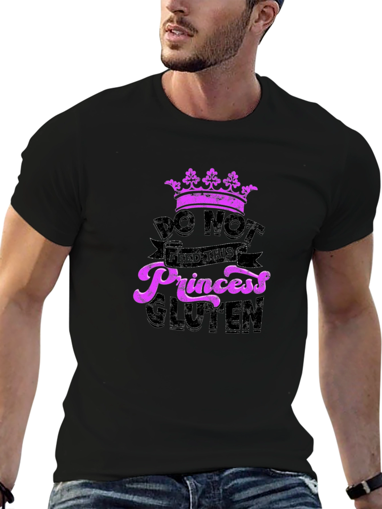 Black Do Not Feed This Princess Gluten T-Shirt view 6