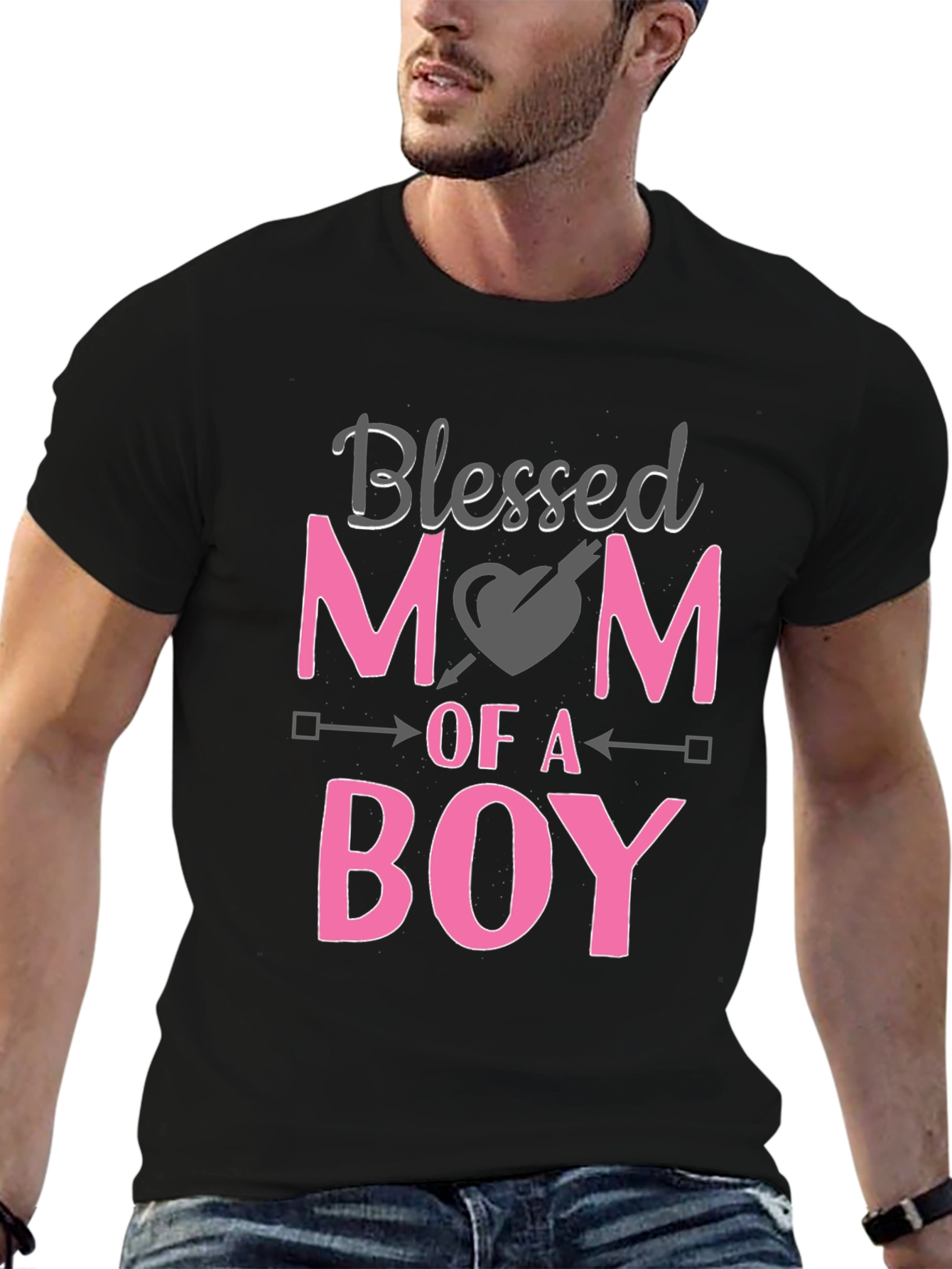 Black Blessed Mom of a Boy Black T-Shirt view 6