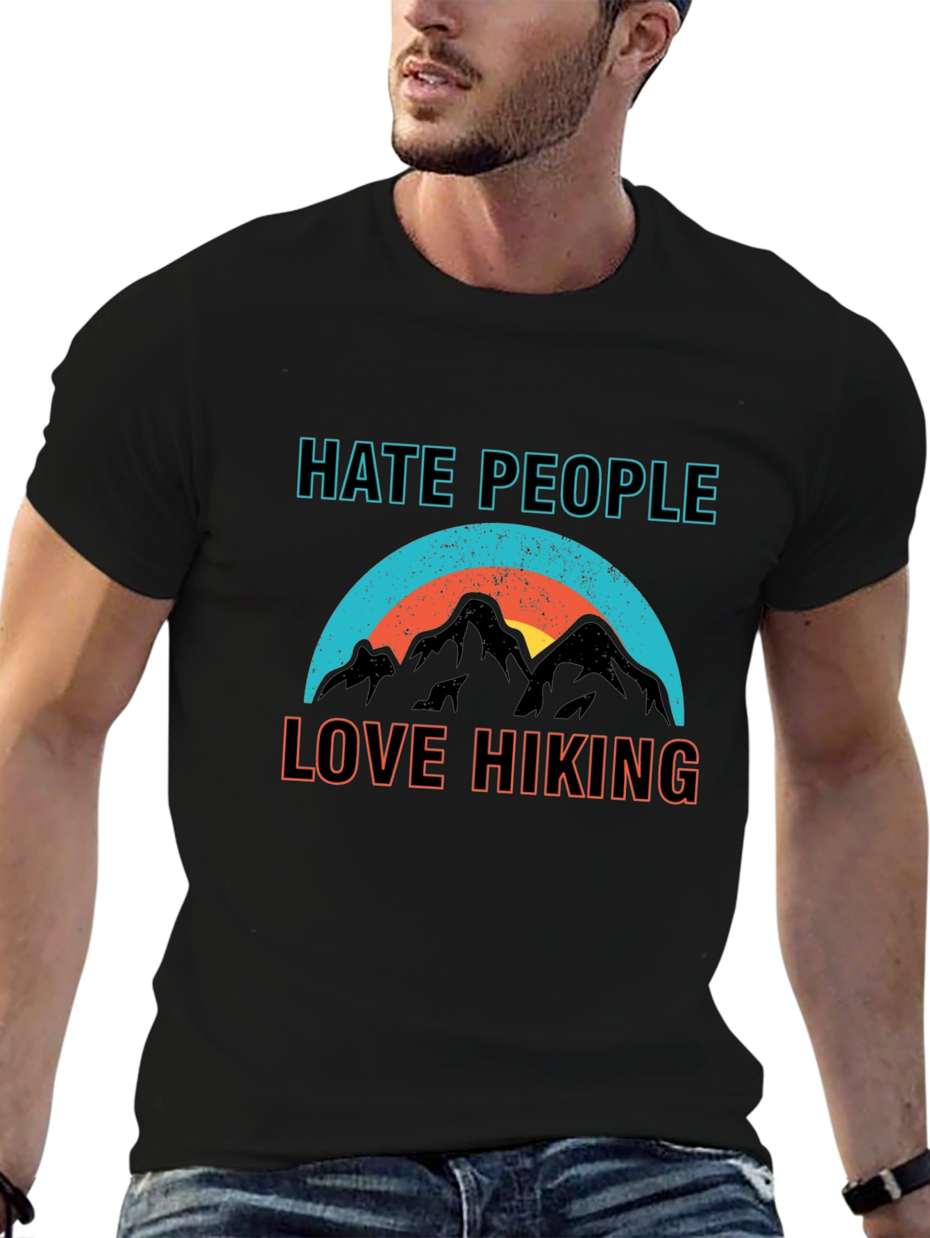 Black Hate People Love Hiking Graphic Tee view 6