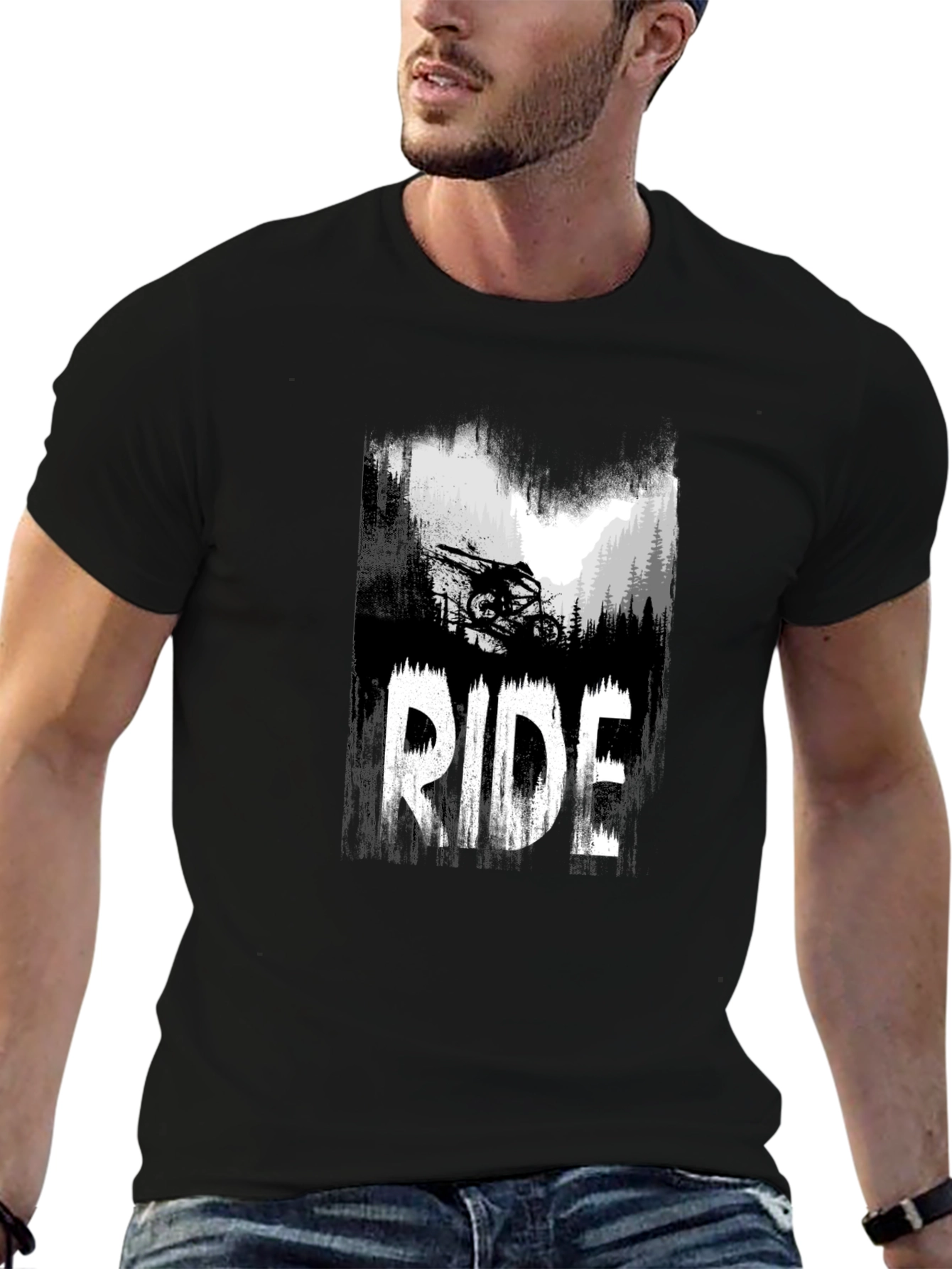 Black Ride Mountain Bike Graphic T-Shirt view 6
