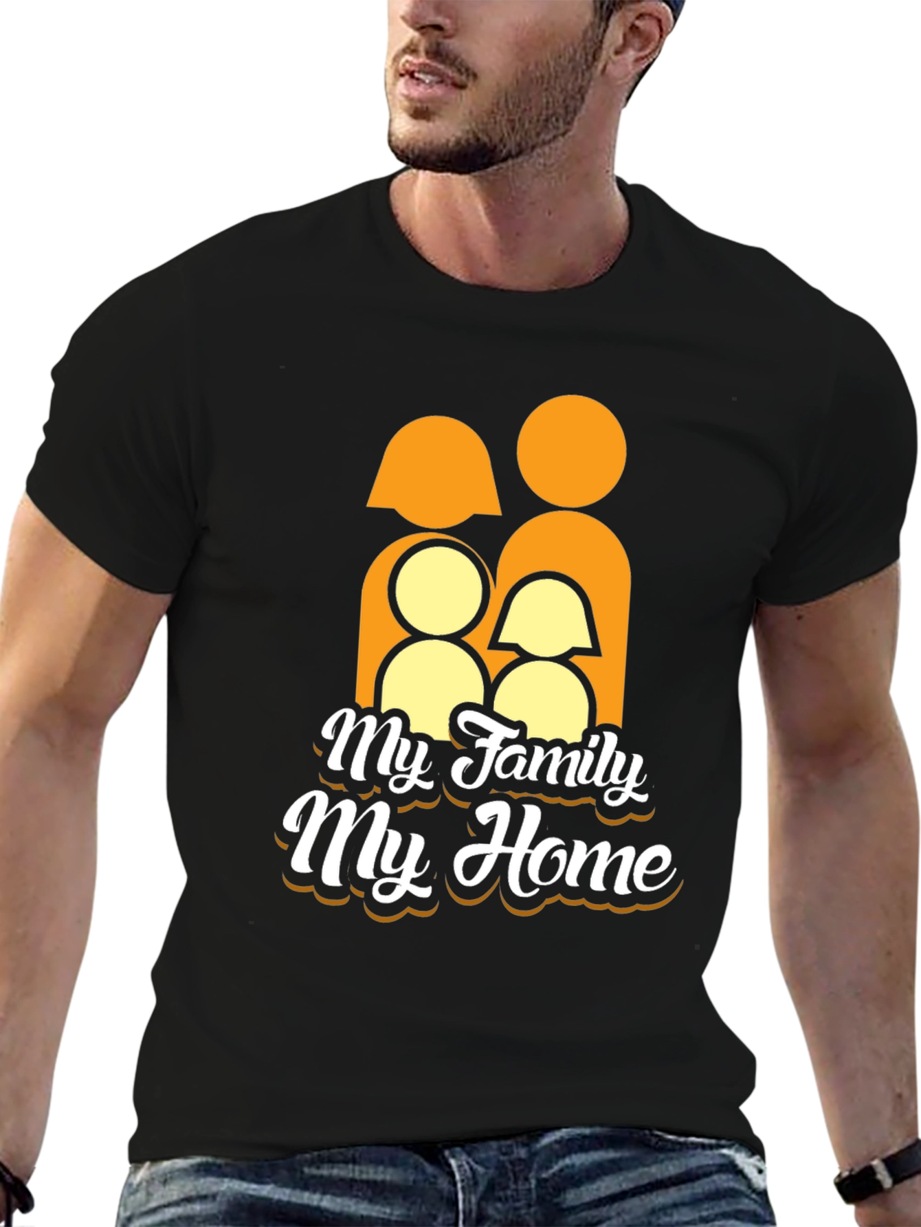Black Family Home Graphic Tee - Black Unisex T-Shirt view 6