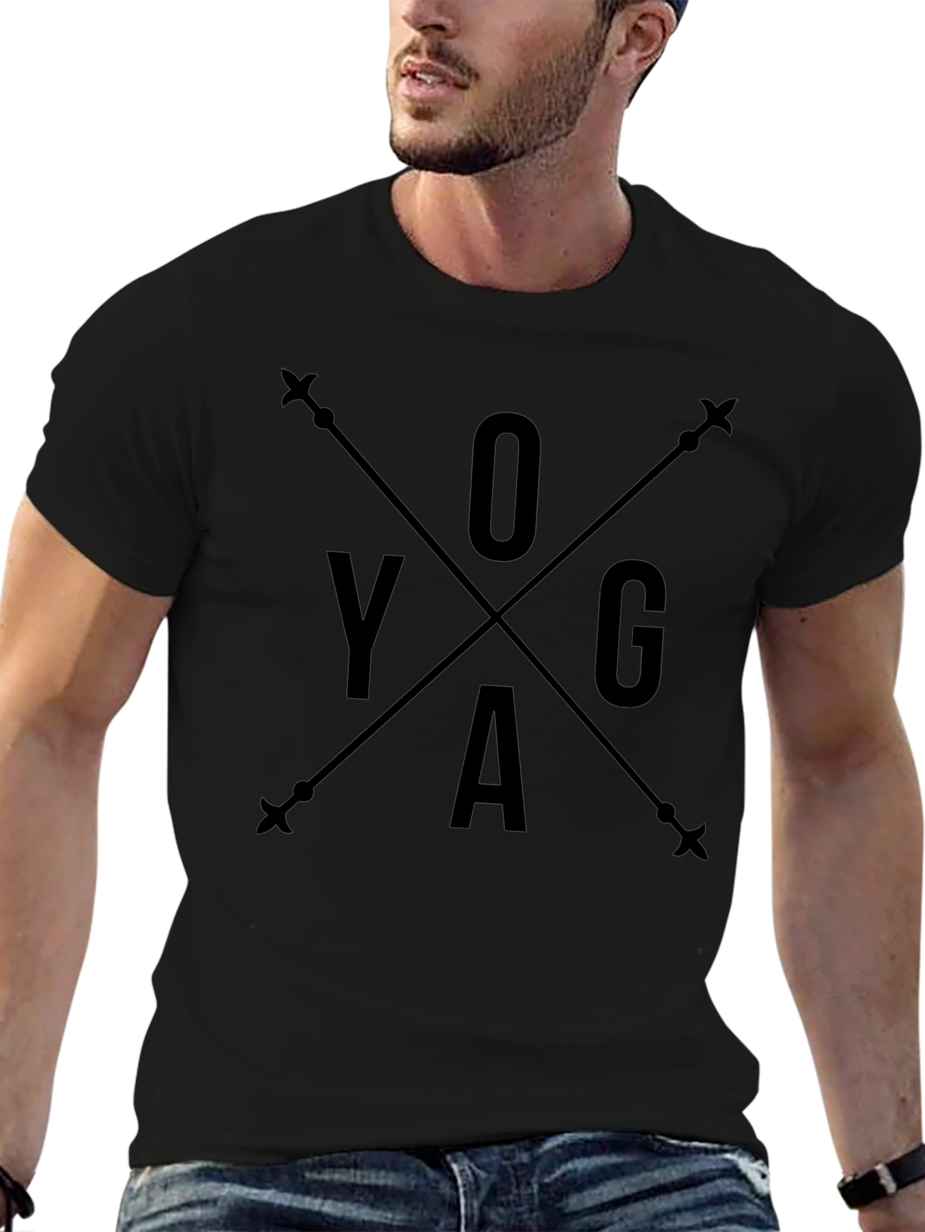 Black Yoga Arrow Black Graphic Tee view 6
