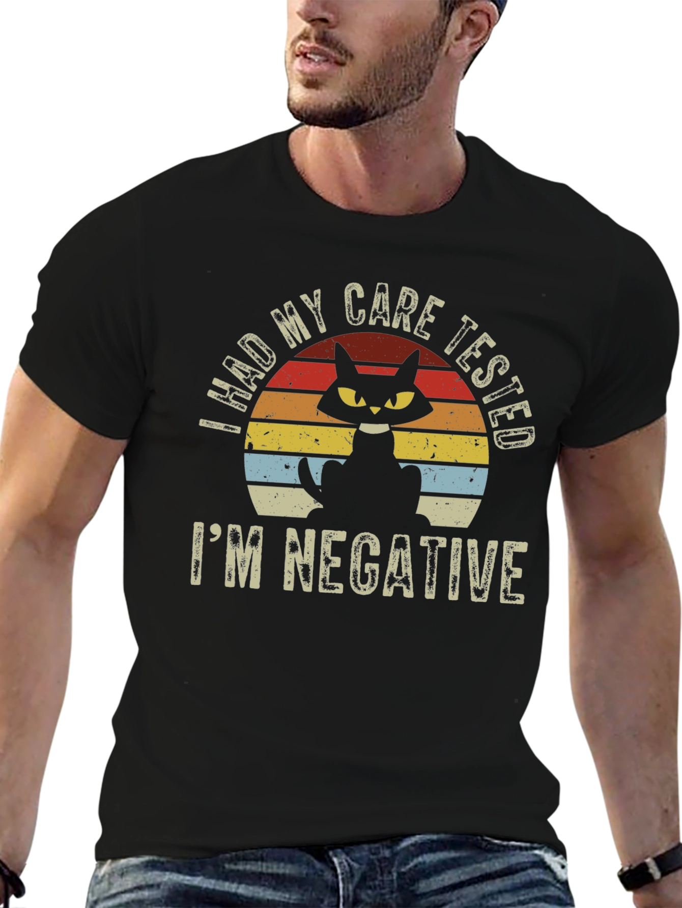 Black Had My Care Tested Cat T-Shirt view 6