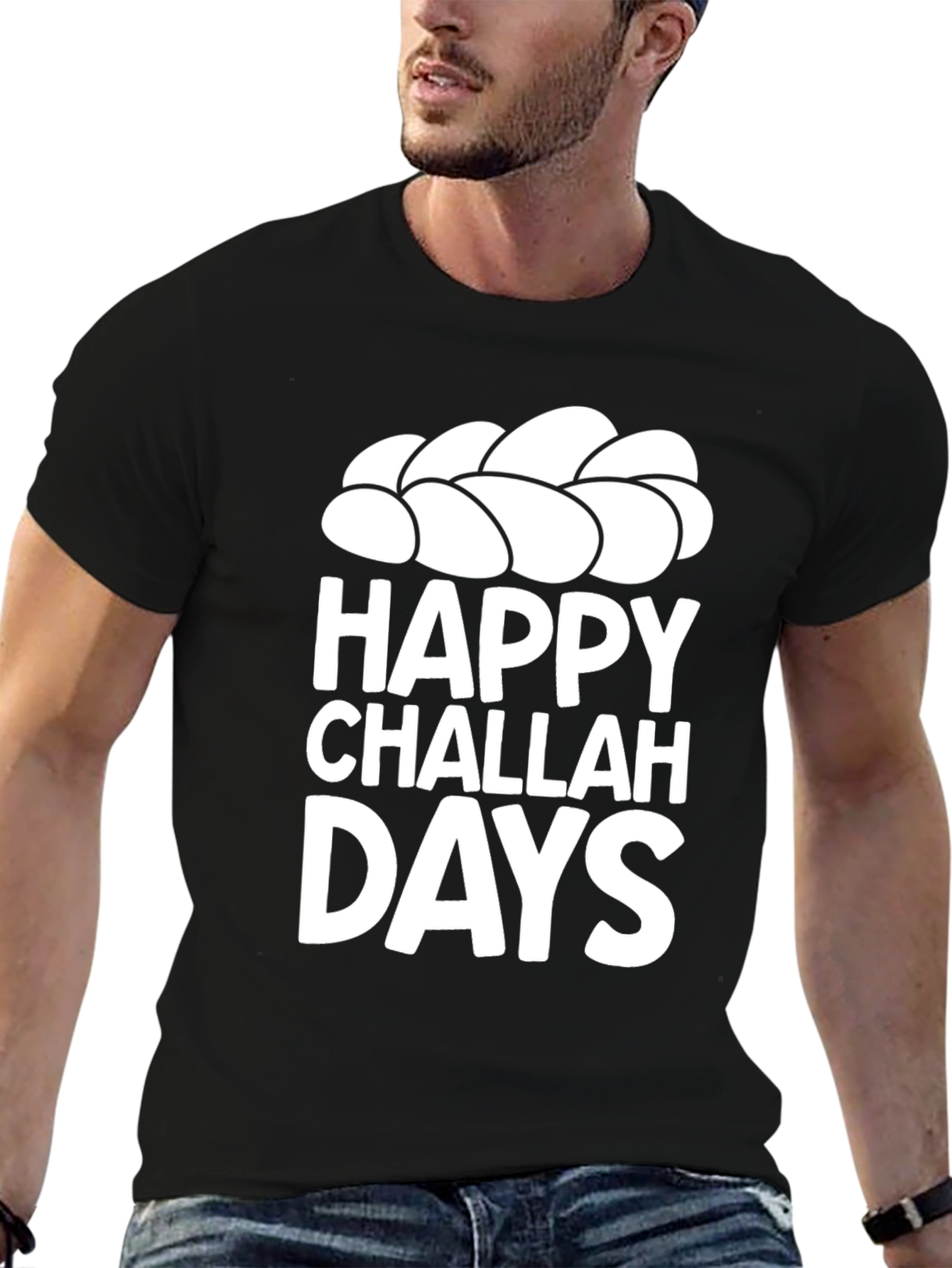 Black Happy Challah Days Graphic Tee view 6